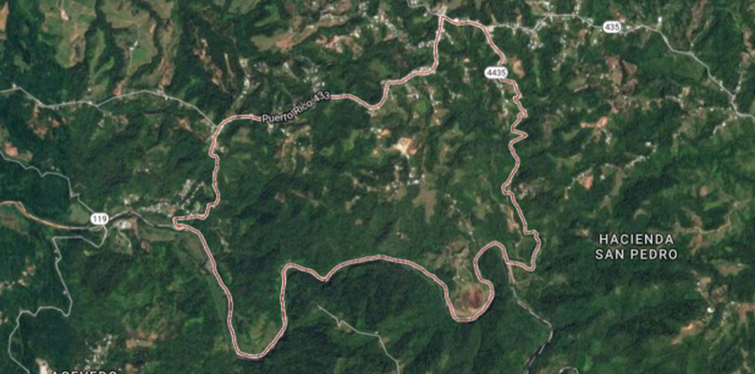 El accidente ocurrió la carretera PR-435, intersección con la PR-433, en el barrio Mirabales. (Google Maps)