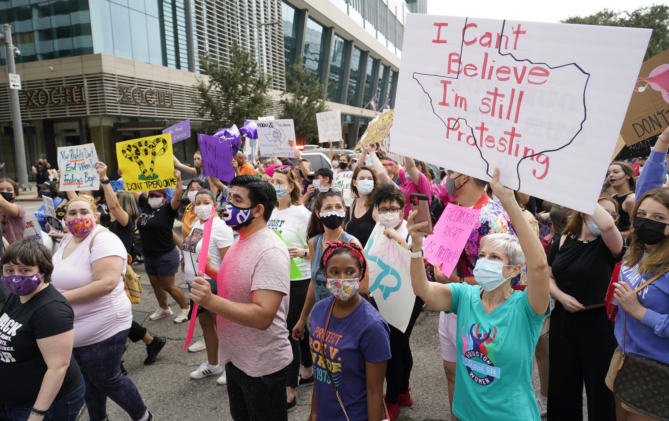 Protesta contra la ley de aborto, en Houston, Texas.
