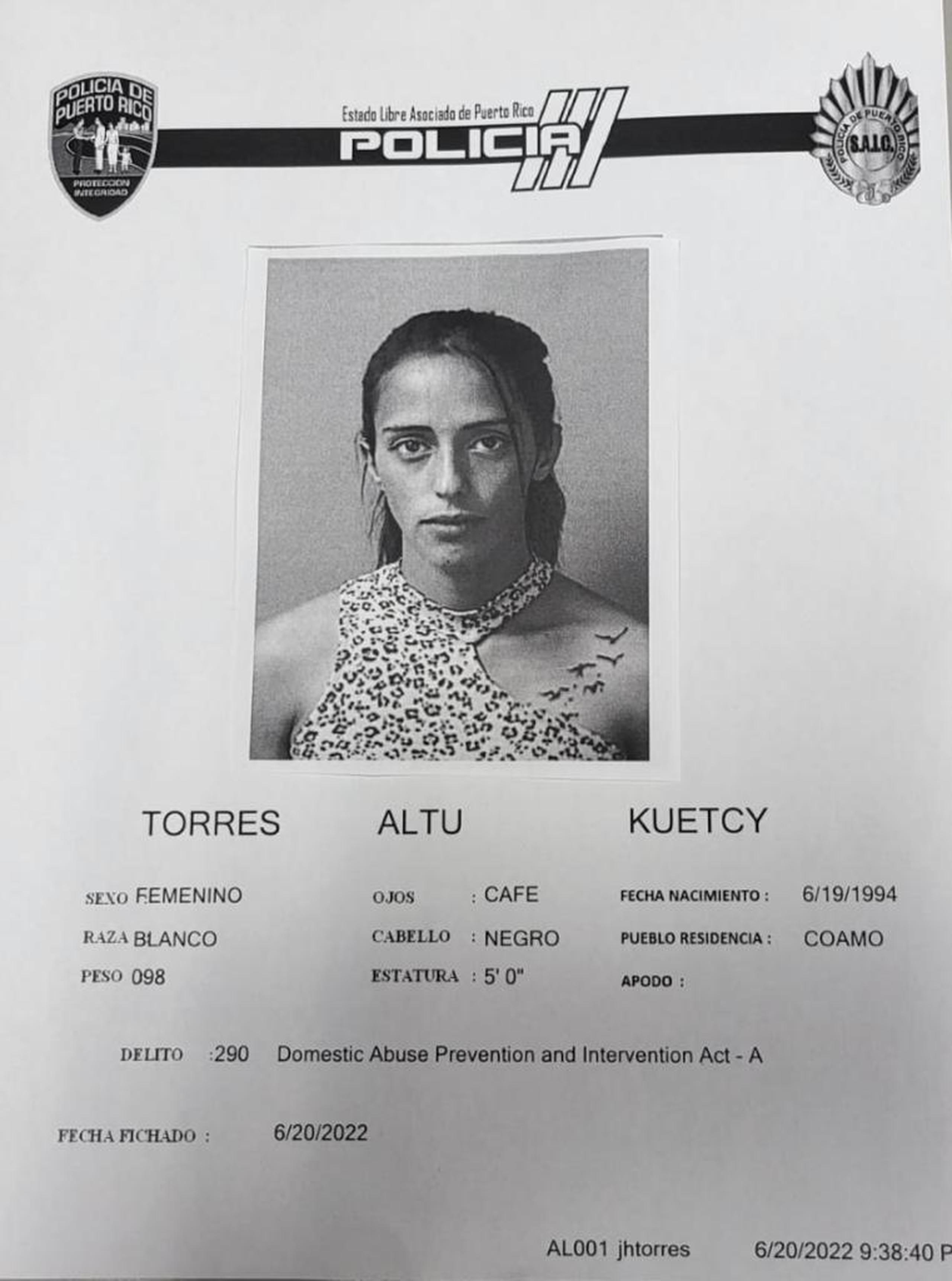 Kuetcy Torres Altú fue acusada por violencia doméstica.
