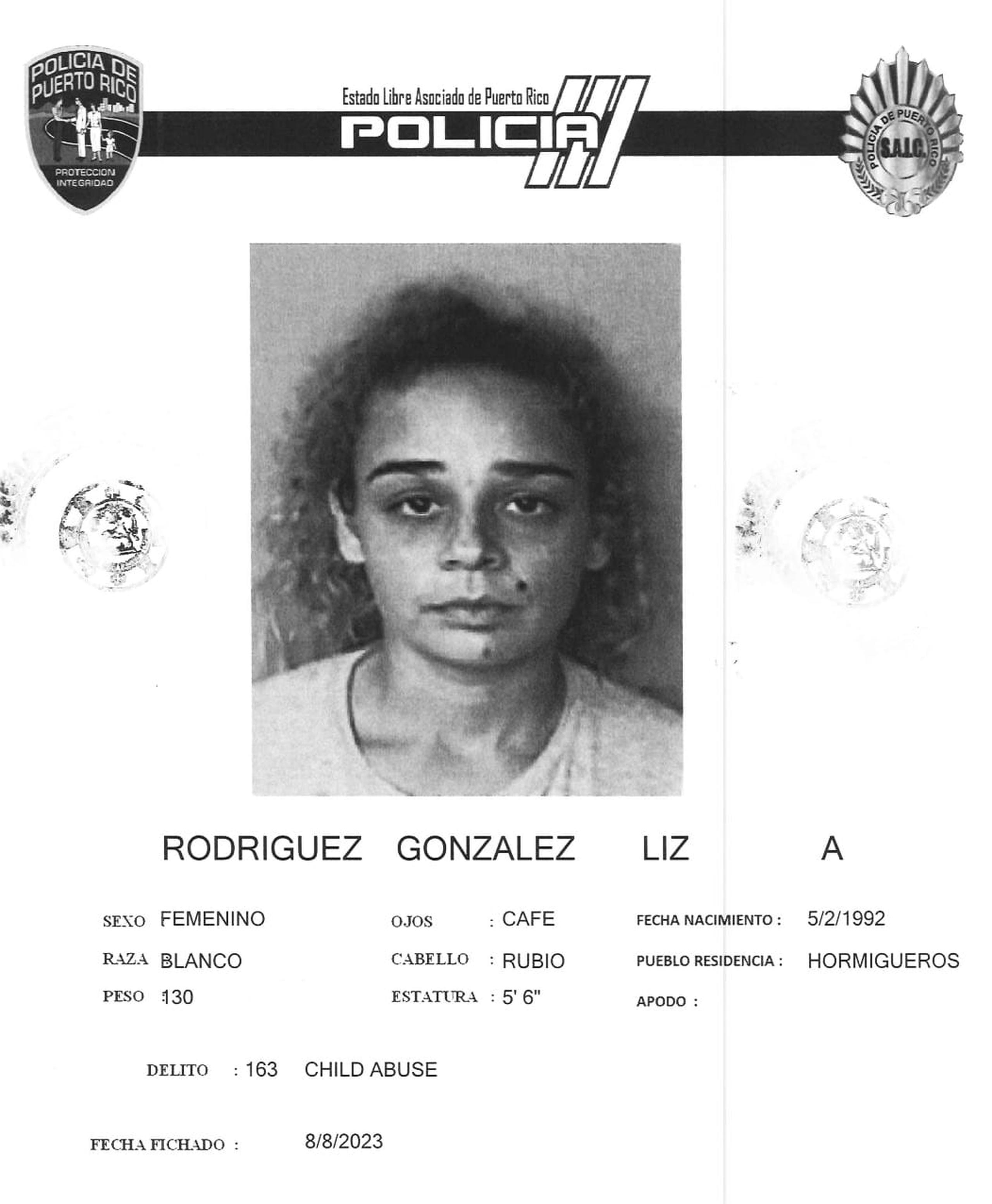 Liz A. Rodríguez González enfrenta cargos por maltrato de menores.