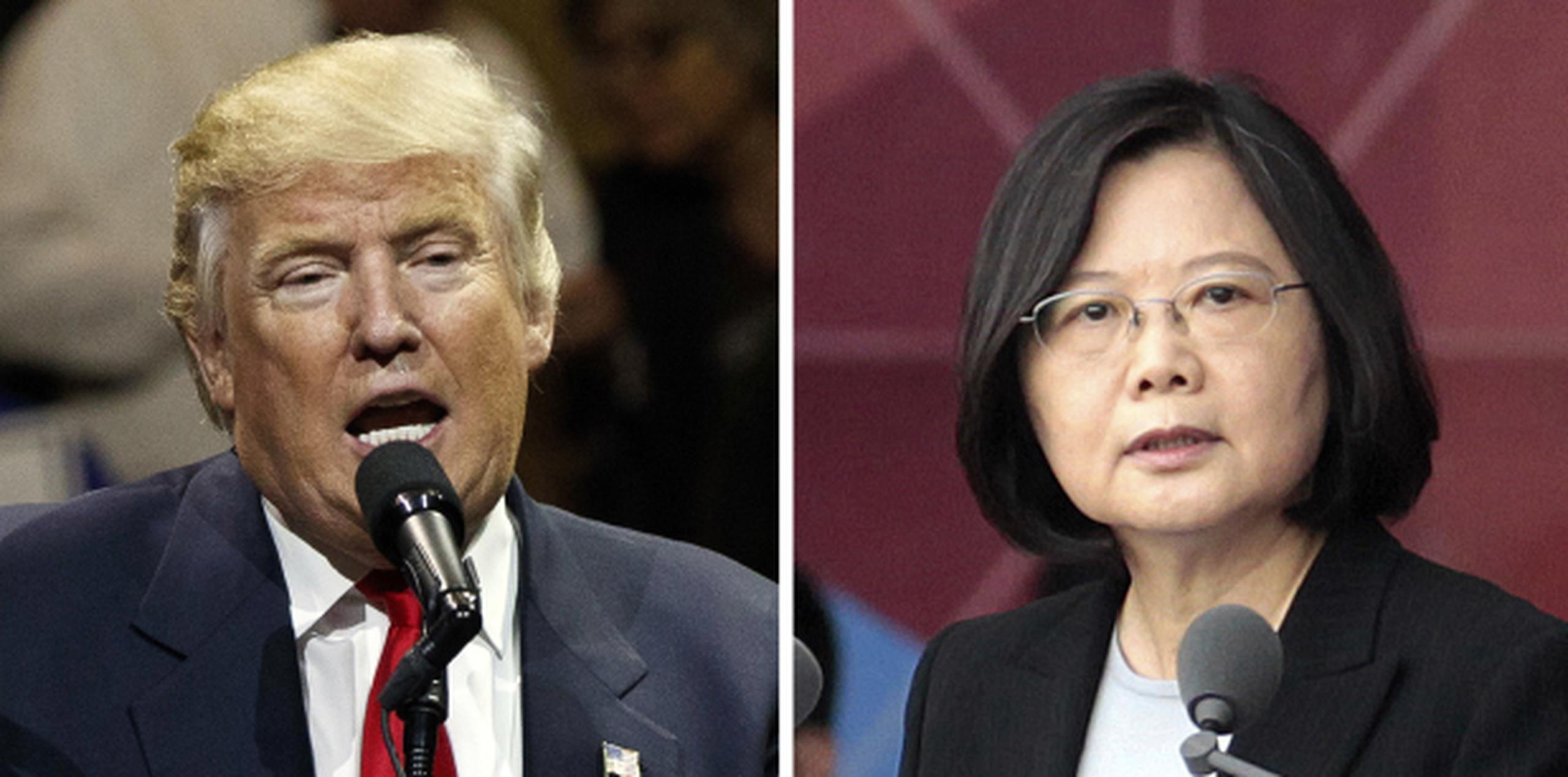Donald Trump, presidente electo de los Estados Unidos, y Tsai Ing-wen, presidenta de Taiwán. (AP / Evan Vucci / Chinag Ying-ying)