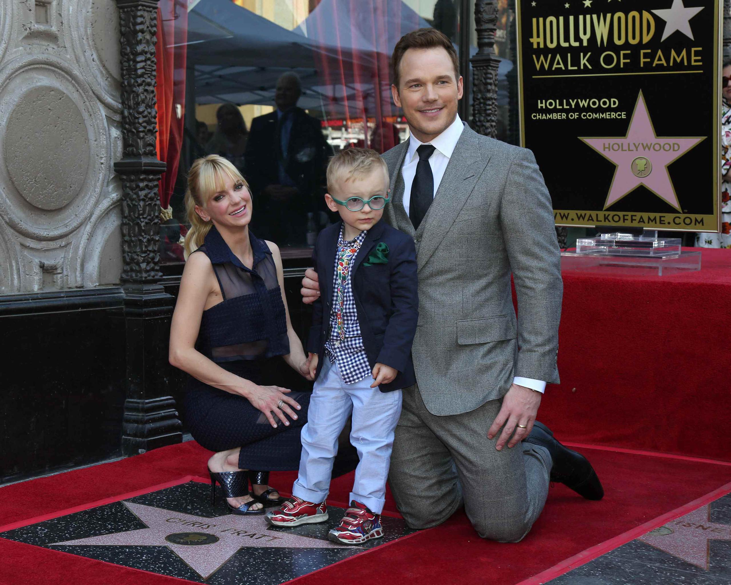 Chris Pratt, Anna Faris y su pequeño Jack. (Shutterstock)