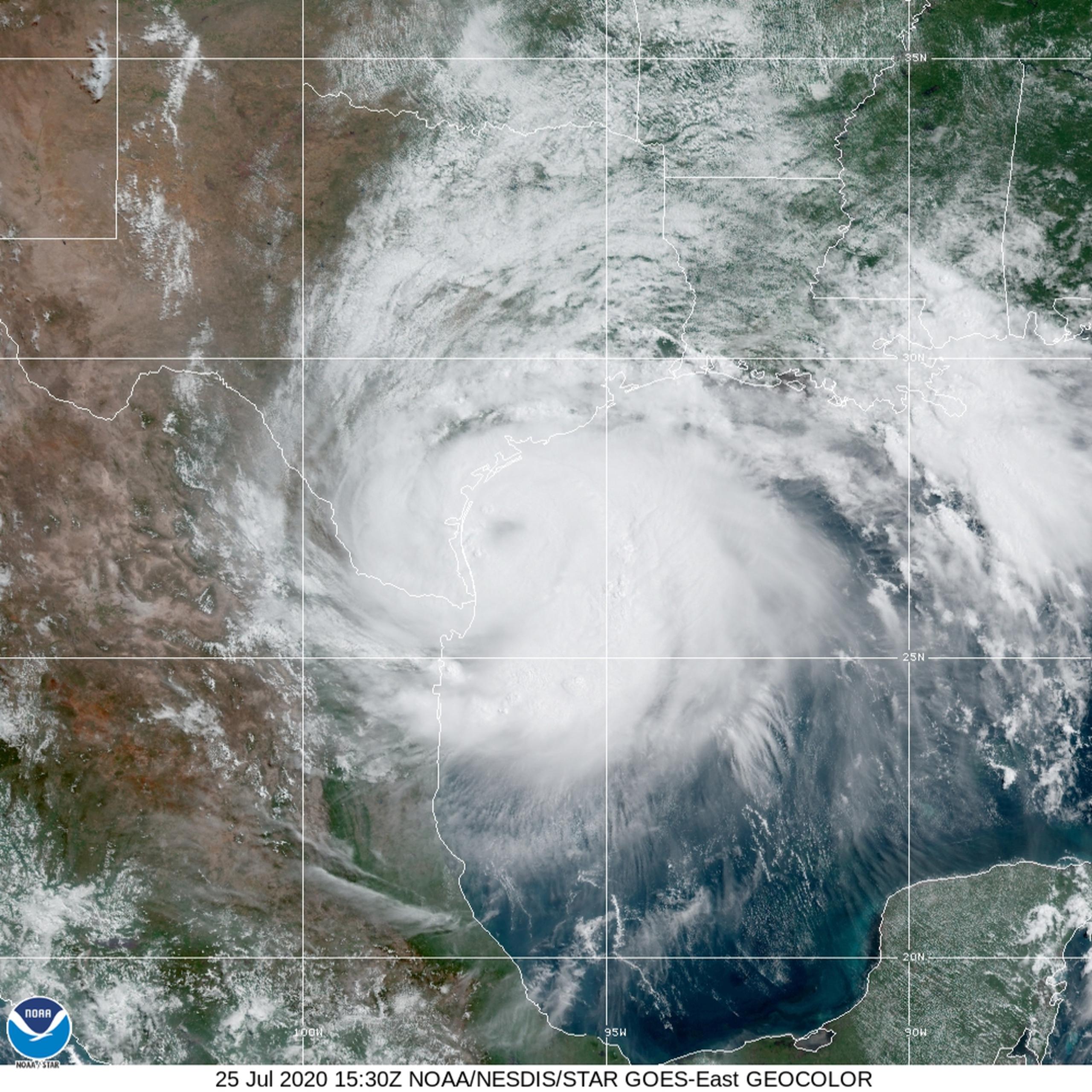 Imagen de satélite del huracán Hanna.