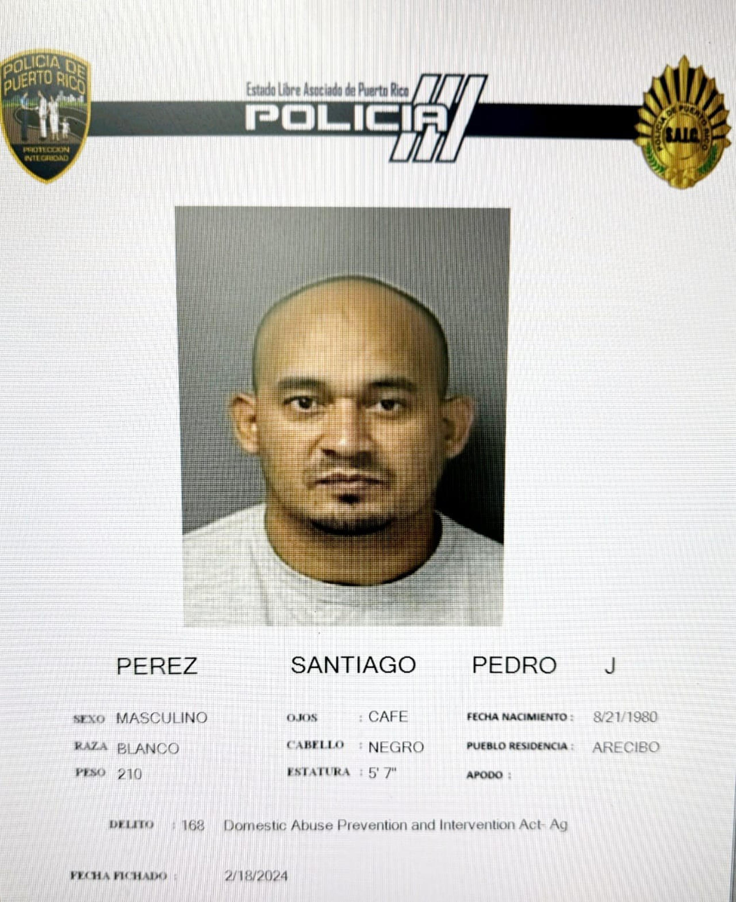 Pedro J. Pérez Santiago, enfrenta cargos por maltrato agravado, de la Ley para la Prevención e Intervención con la Violencia Doméstica.