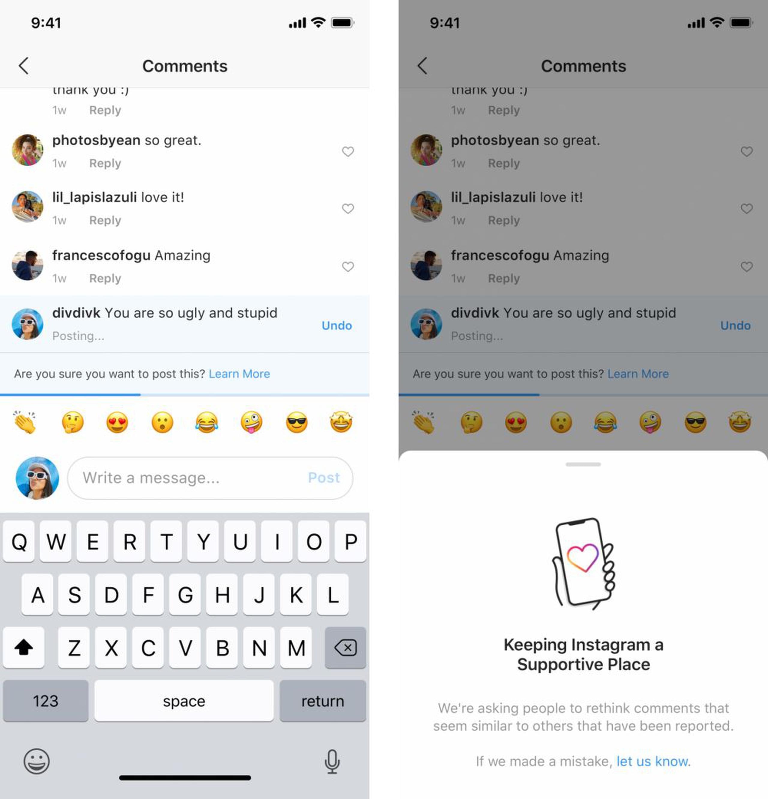 Instagram busca crear las nuevas herramientas del anti-bullying para que sus usuarios se sientan seguros y para buscar el cambio en el comportamiento de otros. (Instagram)