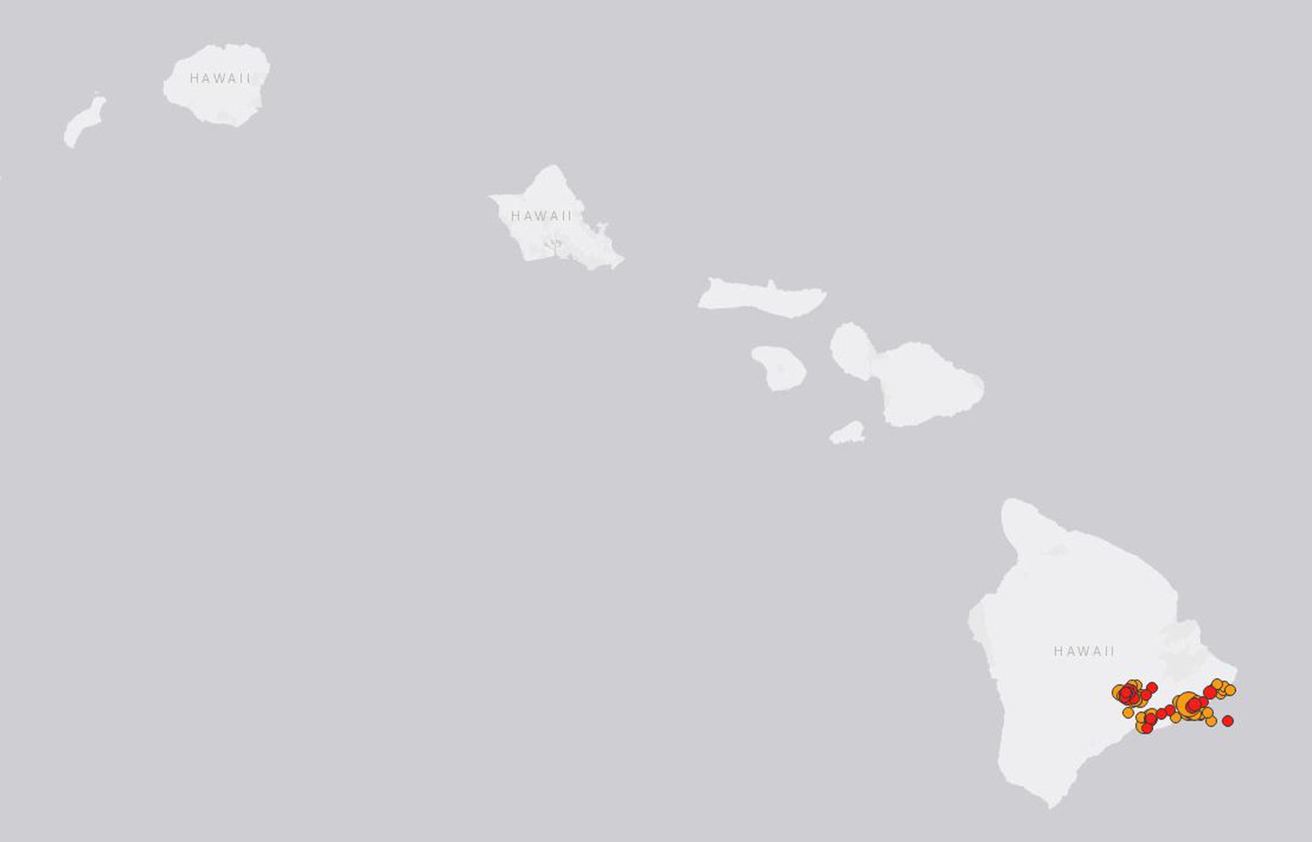 Enjambre de temblores en Hawái. (Servicio Geológico de Estados Unidos)