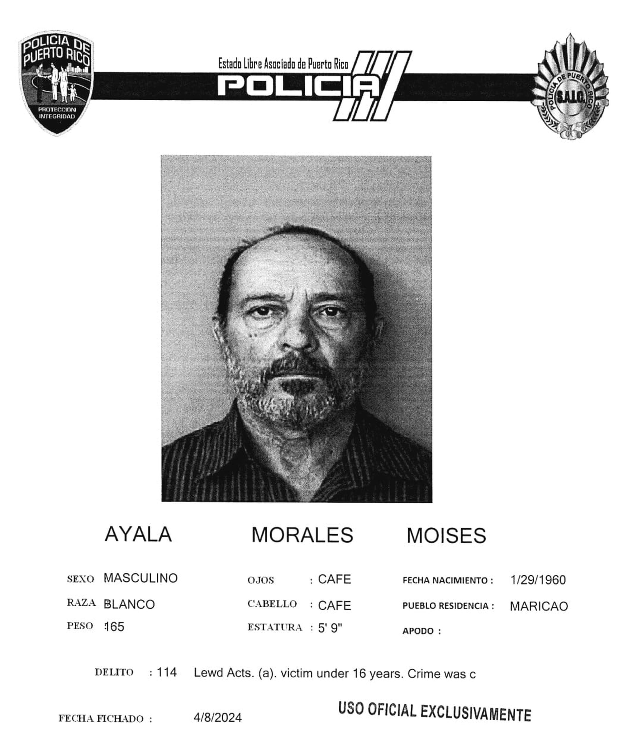 Moisés Ayala Morales enfrenta cargos de actos lascivos y maltrato de menores.