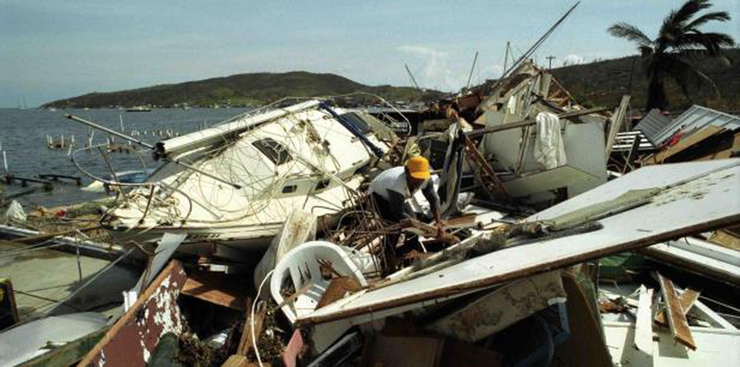 Imagen de Culebra tras el paso del huracán Hugo por la zona el 18 de septiembre de 1989.  (Archivo)