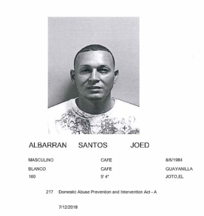 Ficha policíaca de Joed Albarrán Santos.