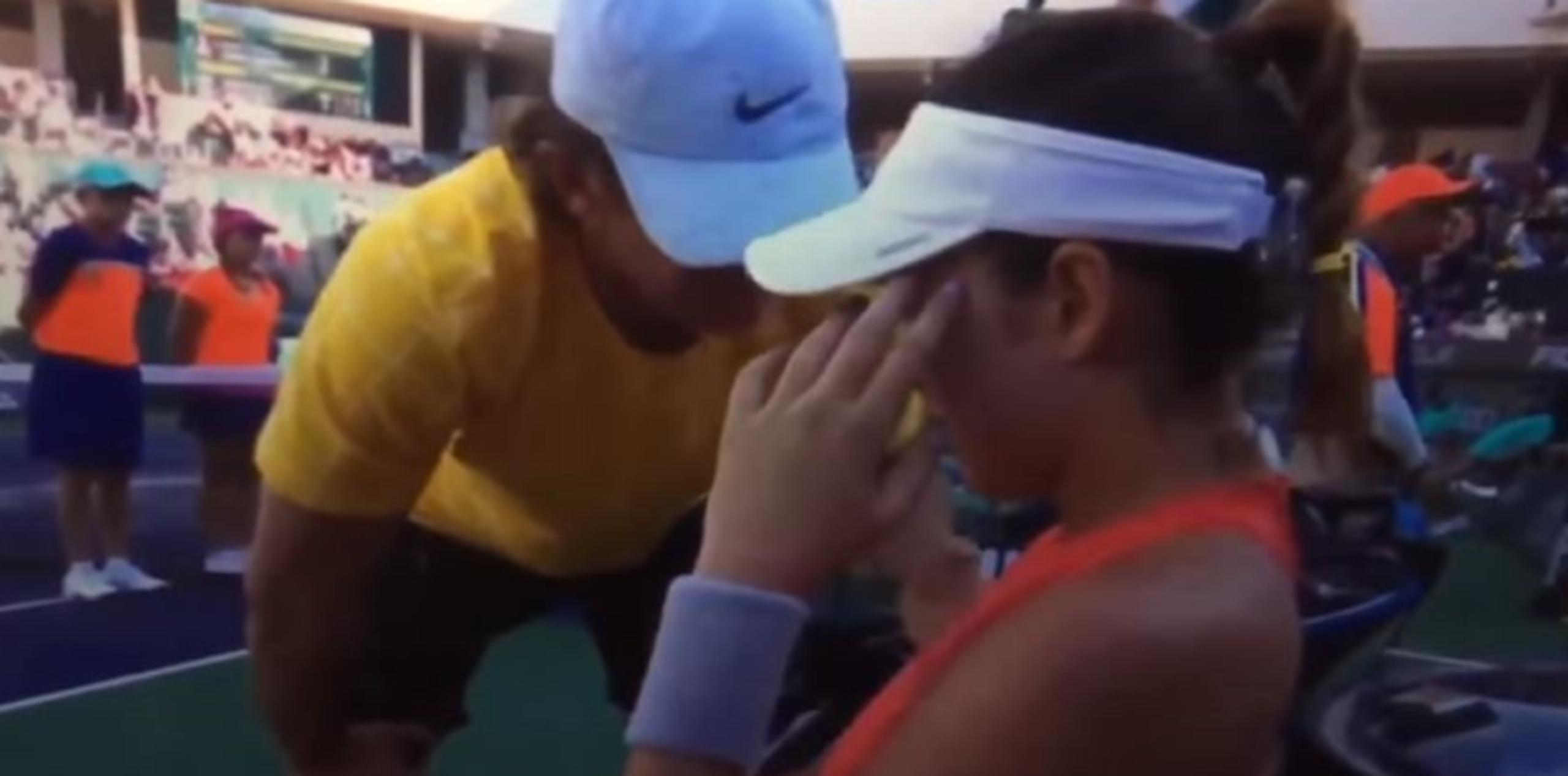En Indian Wells, en pleno partido contra McHale, las cámaras la captaron en lágrimas durante un receso. (YouTube)