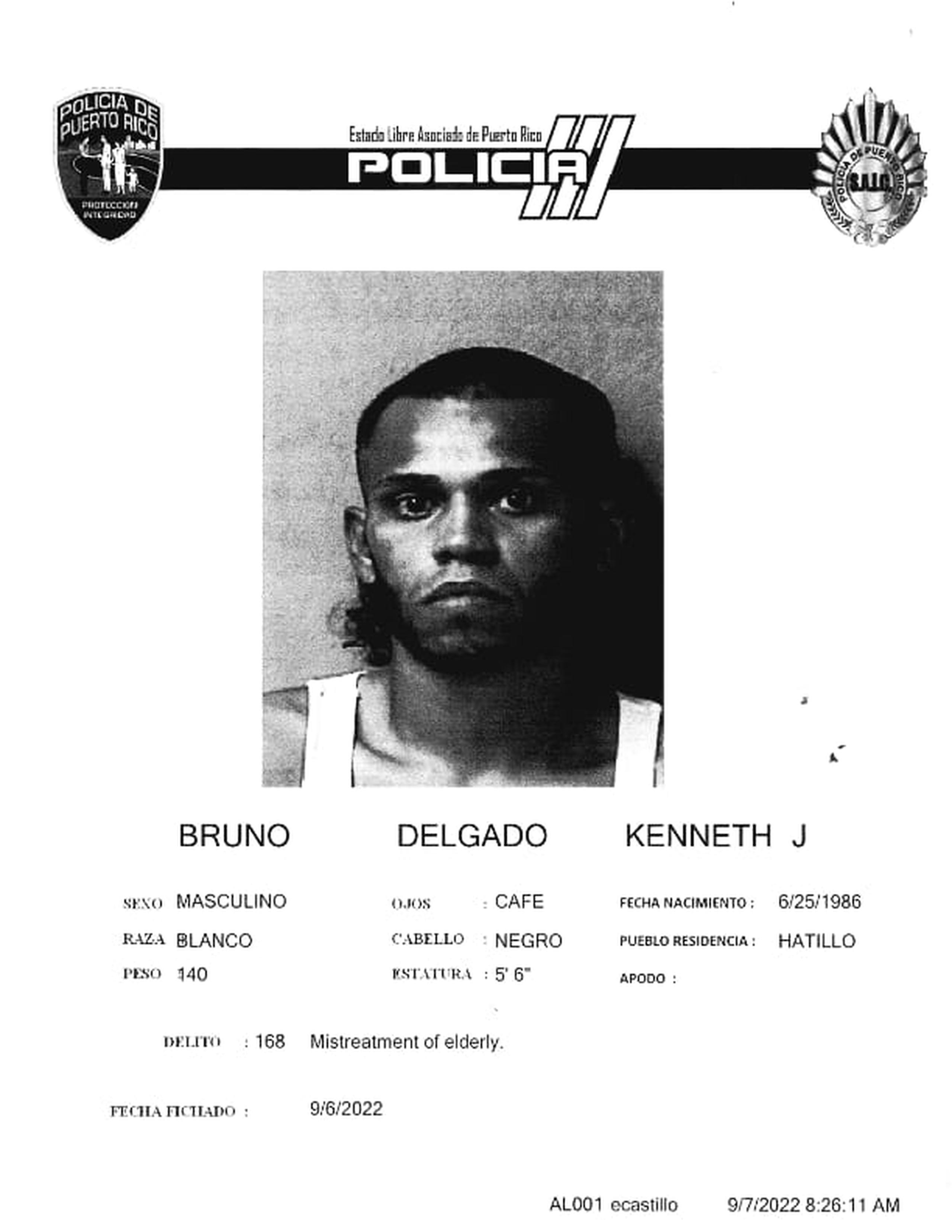 Kenneth J. Bruno Delgado fue ingresado en prisión.
