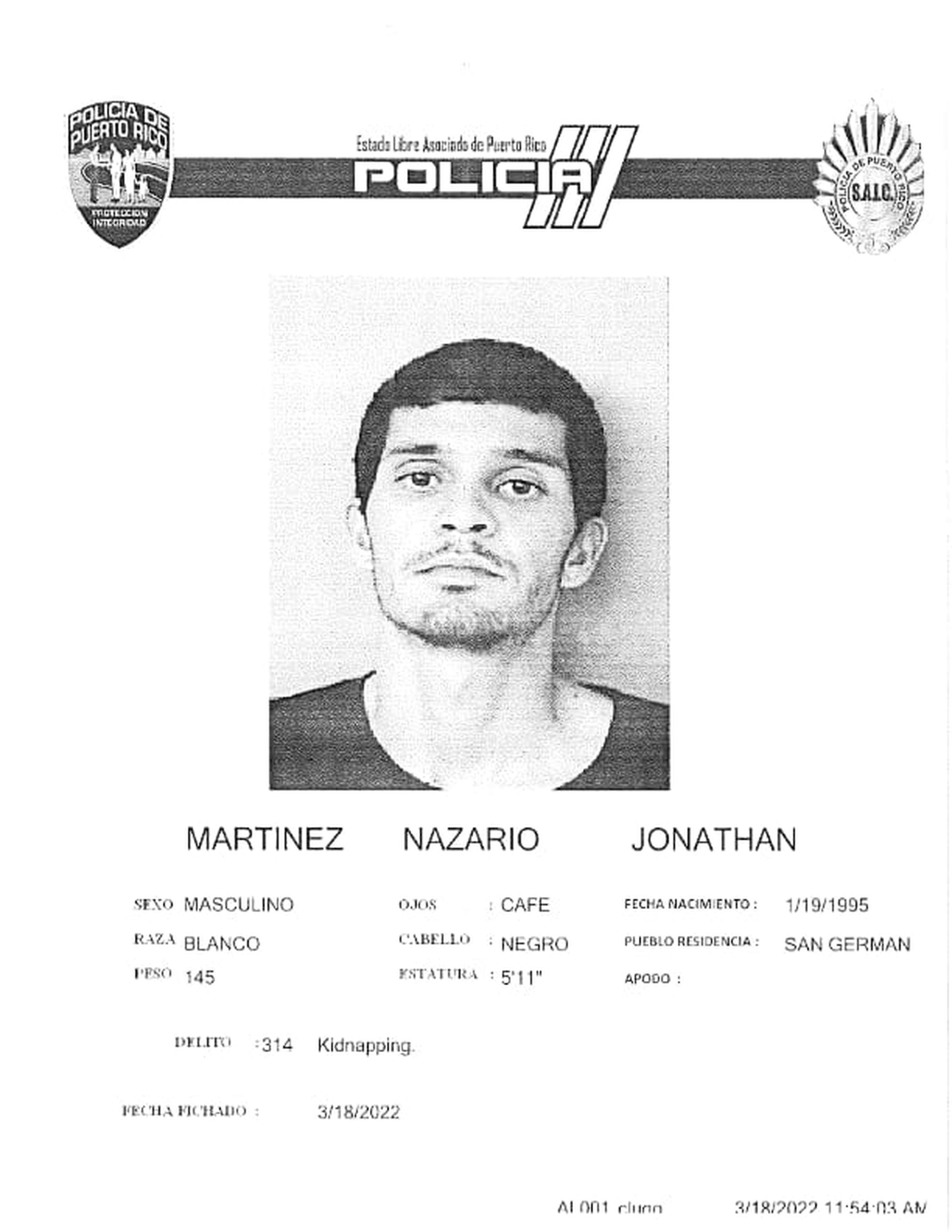 Jonathan Martínez Nazario de 27 años.