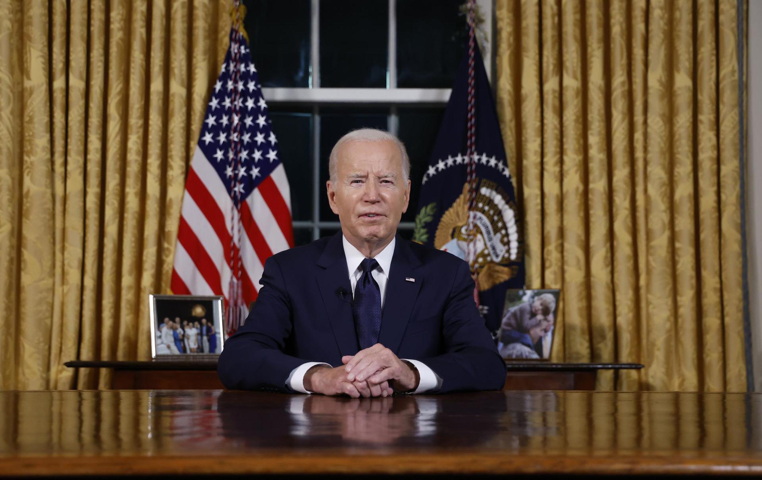 El presidente de Estados Unidos, Joe Biden, pronuncia un discurso desde el Despacho Oval, en Washington.