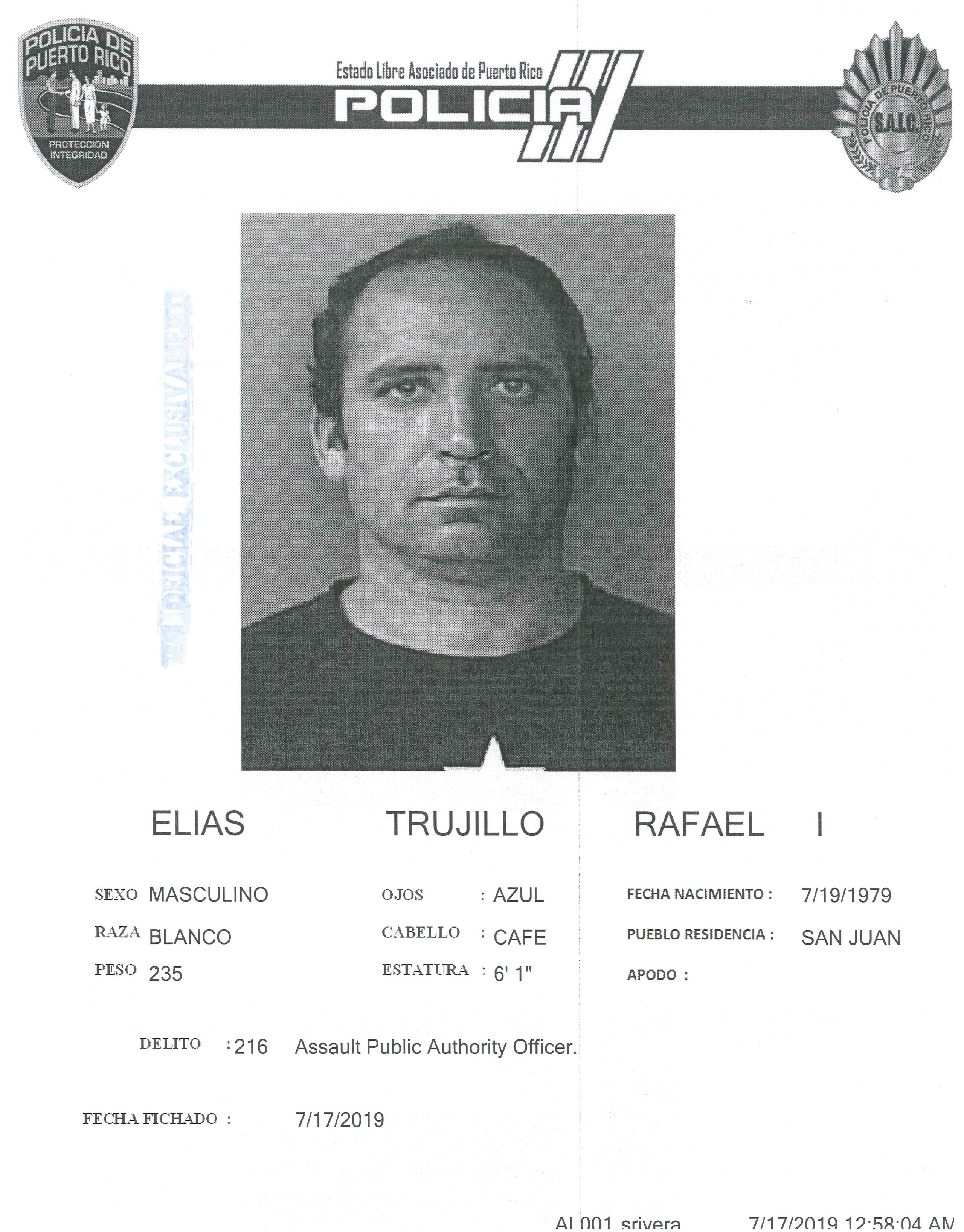El manifestante acusado fue identificado como Rafael Ian Elías Trujillo. (Suministrada)