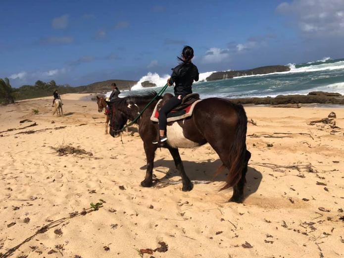 Se ofrecen paseos a caballo por la playa Mar Chiquita con reservación previa.