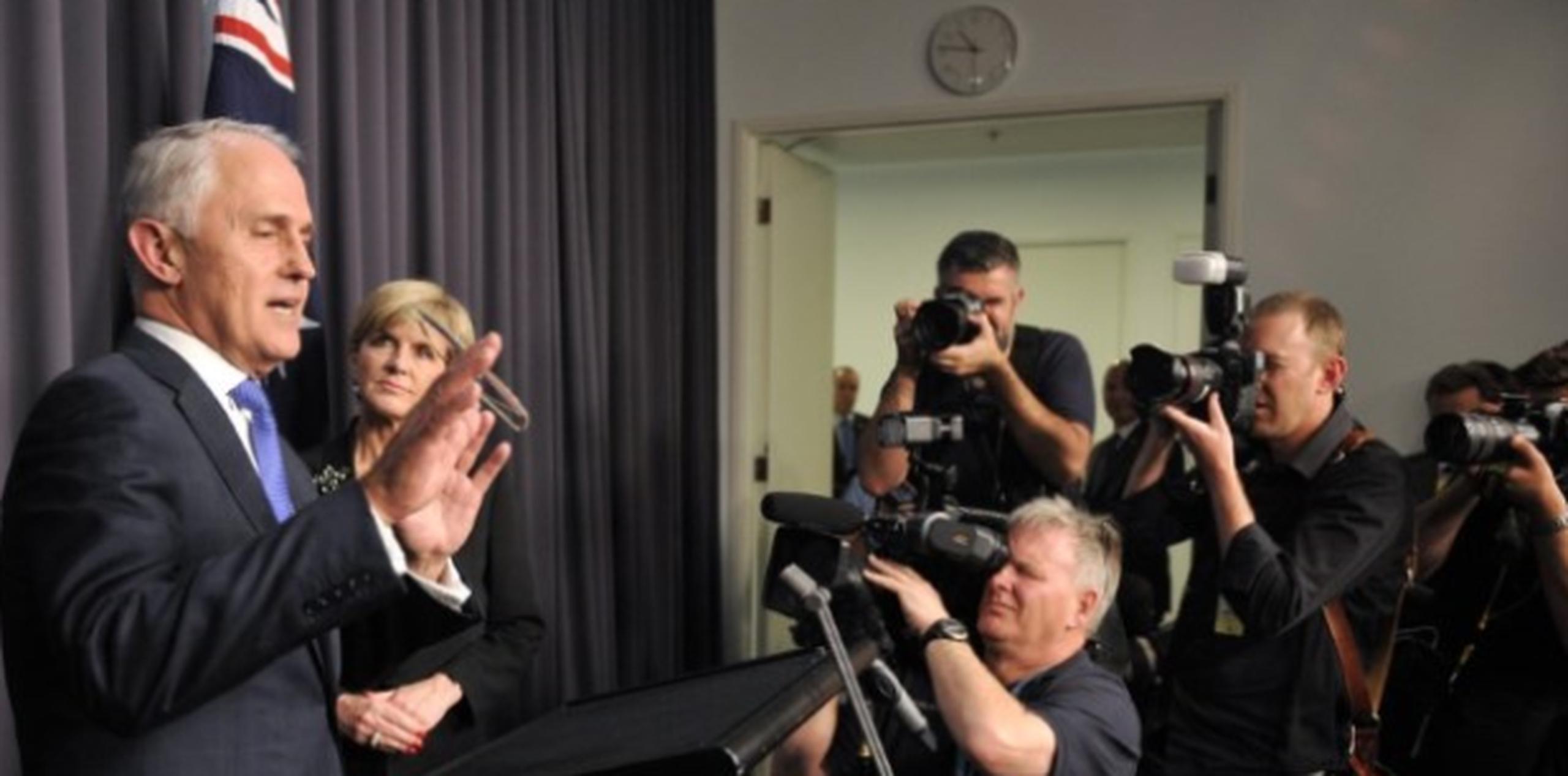 Malcolm Turnbull se dirige a la prensa tras convertirse en primer ministro. (AFP)