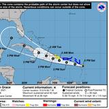 La tormenta Grace baja sus vientos a 40 mph y pasaría al sur de Puerto Rico mañana