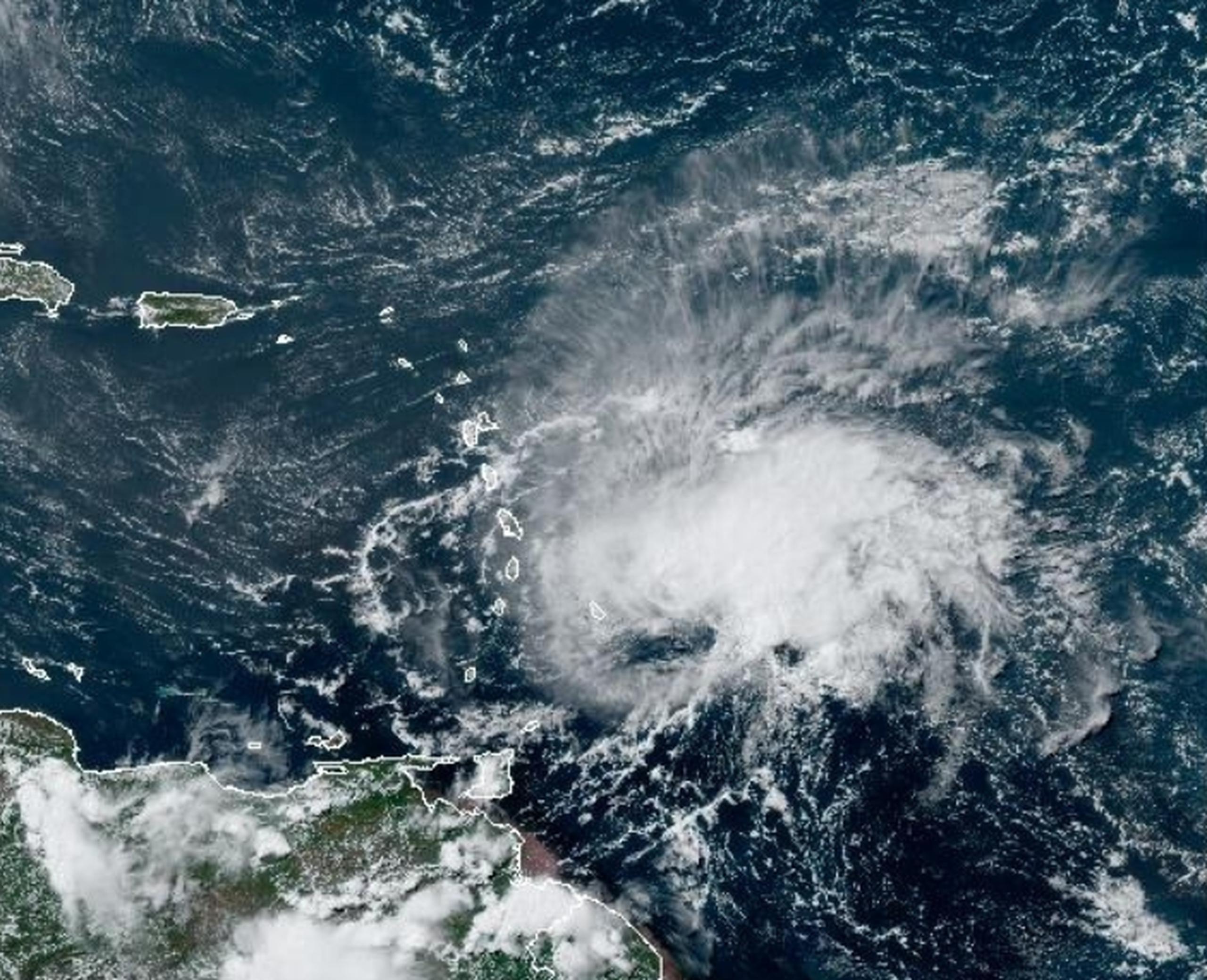 Imagen de satélite de la tormenta tropical Bret en la tarde del 22 de junio de 2023.