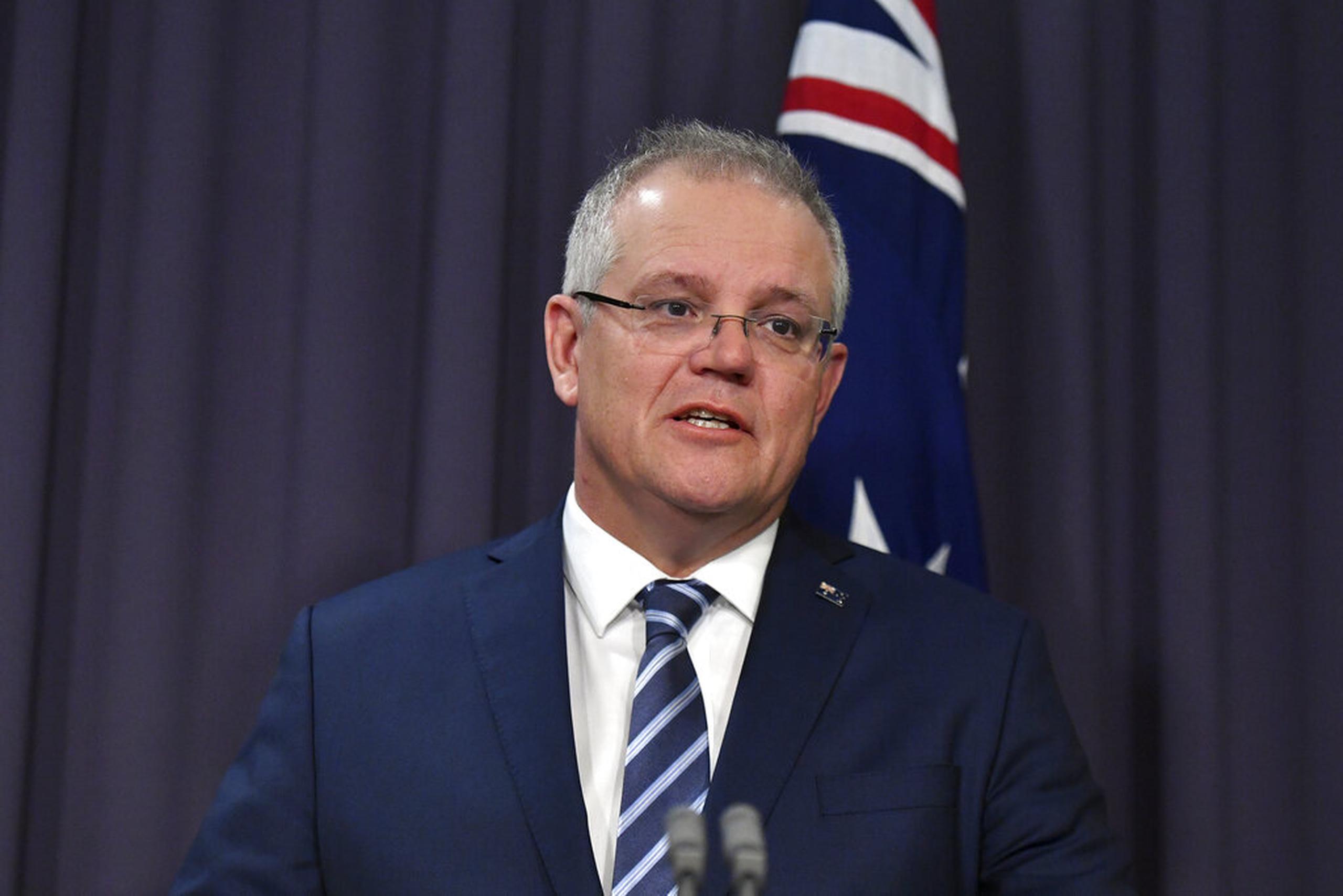 El primer ministro australiano Scott Morrison habló hoy en una conferencia de prensa, en Canberra.