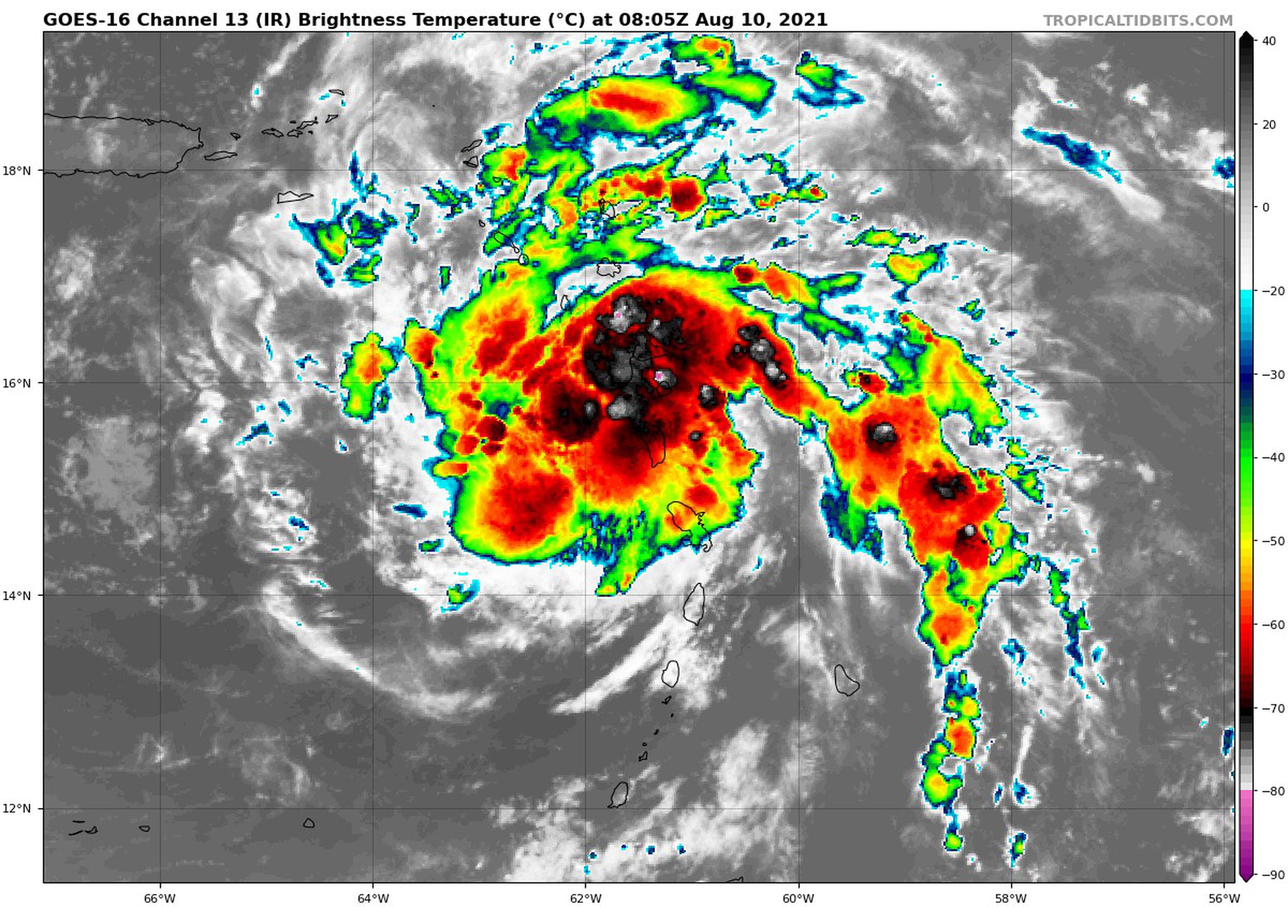 Imagen de satélite del potencial ciclón tropical seis el 10 de agosto de 2021.