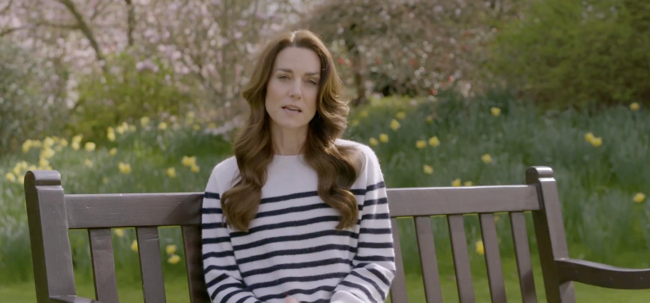 Captura del vídeo en el que la princesa de Gales, Kate Middleton, revela que tiene cáncer.