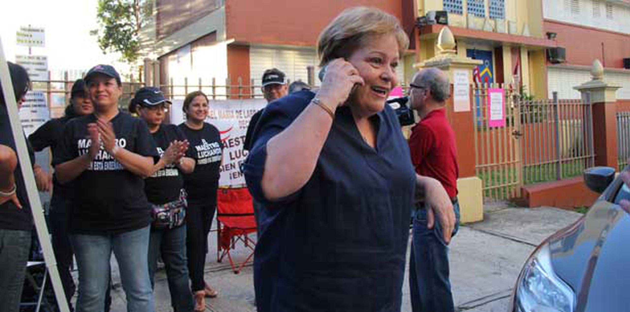 Aida Díaz, líder de la Asociación de Maestros, expresó que padres y estudiantes habían escuchado el llamado magisterial y no habían acudido a las escuelas. (alex.figueroa@gfrmedia.com)