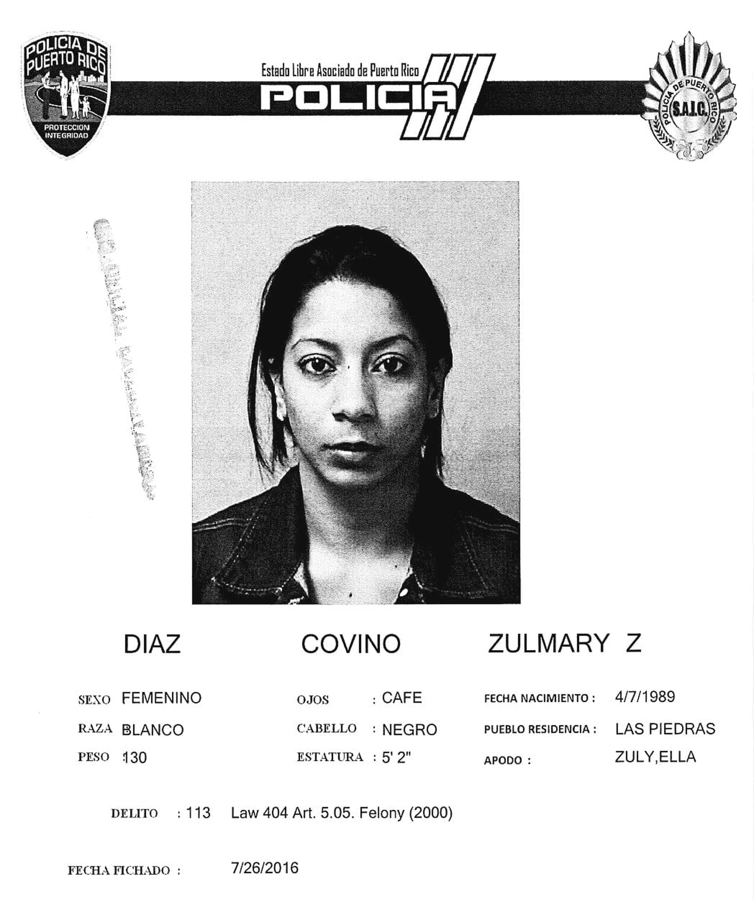 Zulmary Z. Díaz Covino, fue fichada en el 2016, pero el caso fue archivado.