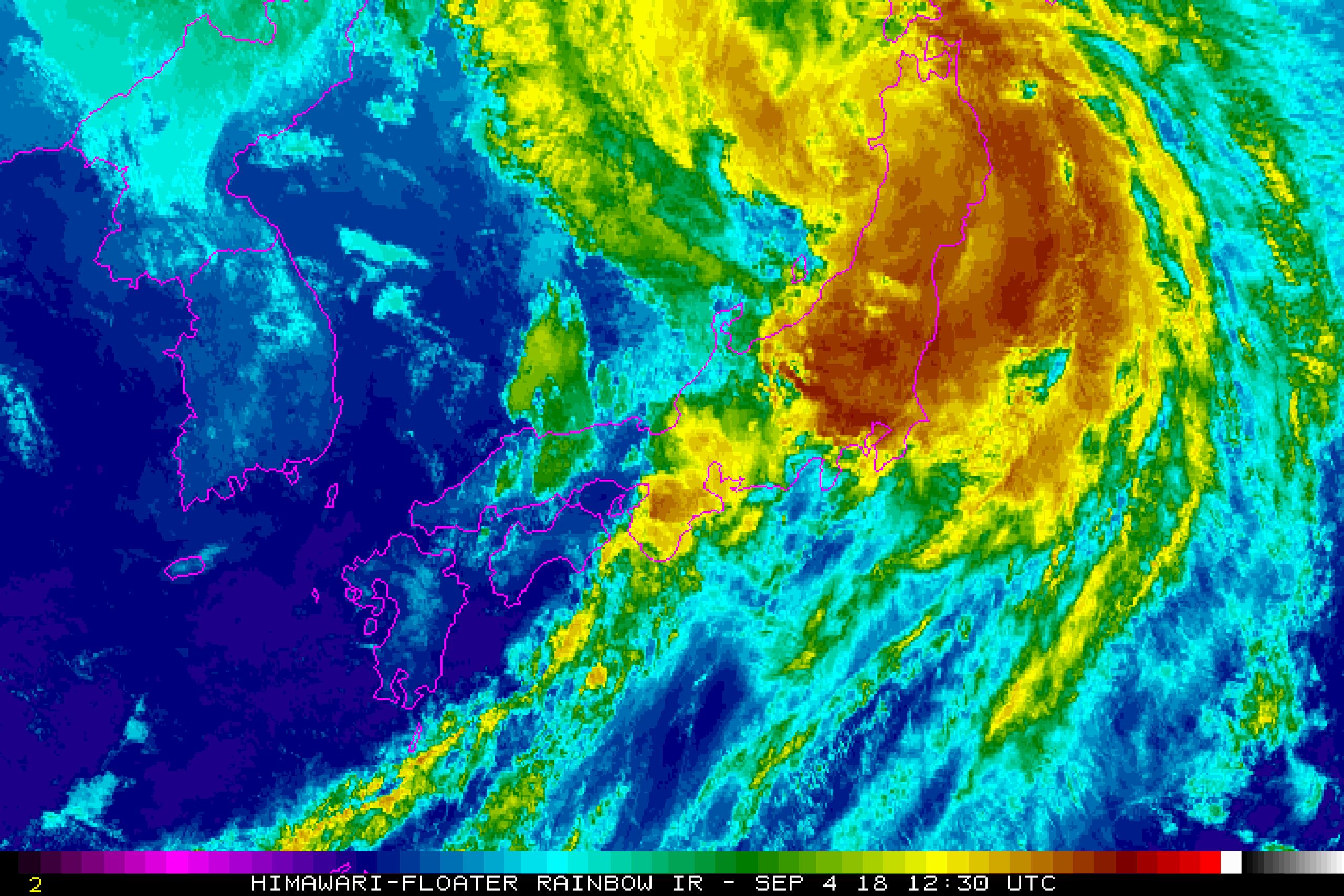 Imagen de satélite del tifón Jebi. (NOAA)