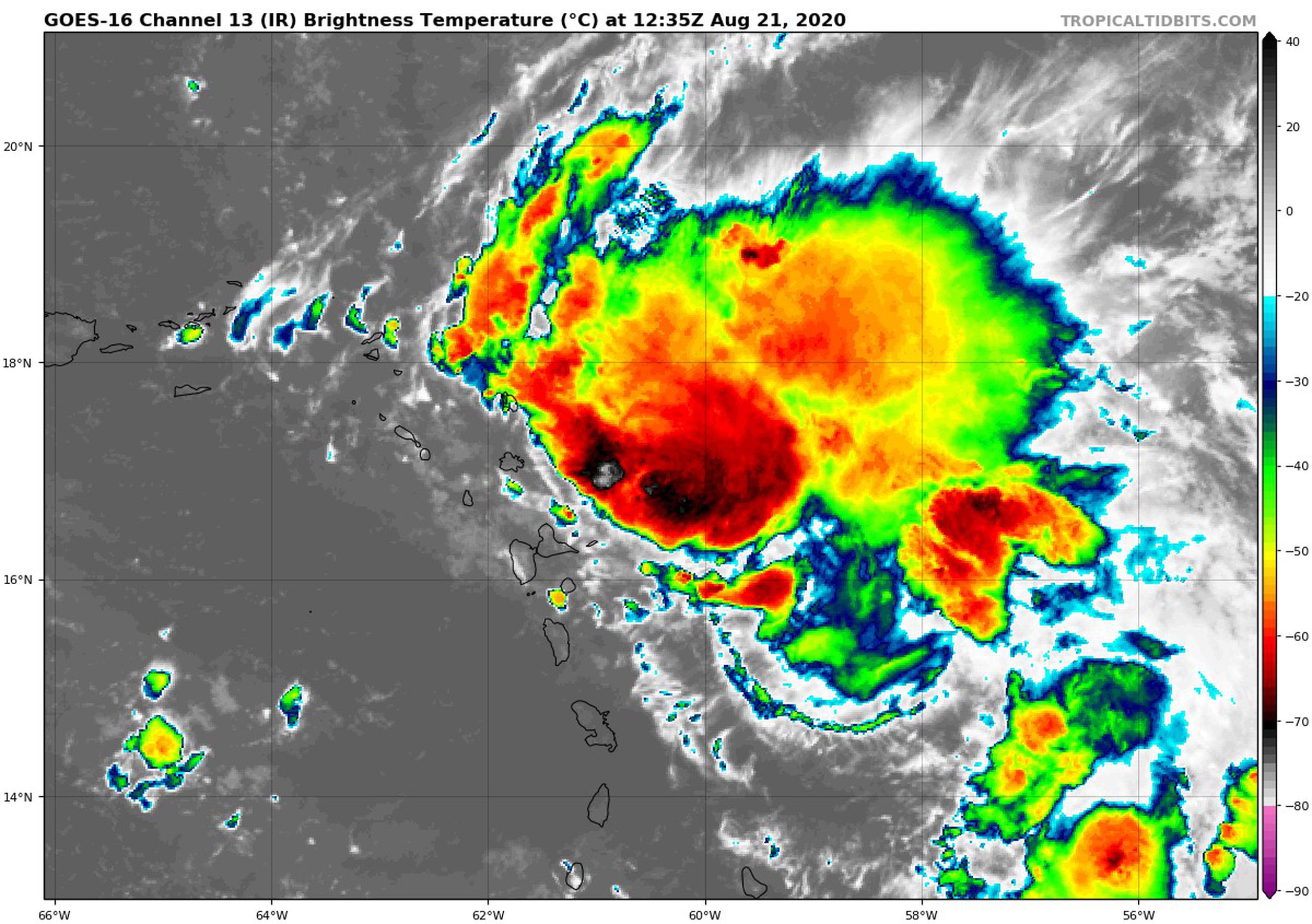 Imagen de satélite de la tormenta tropical Laura.
