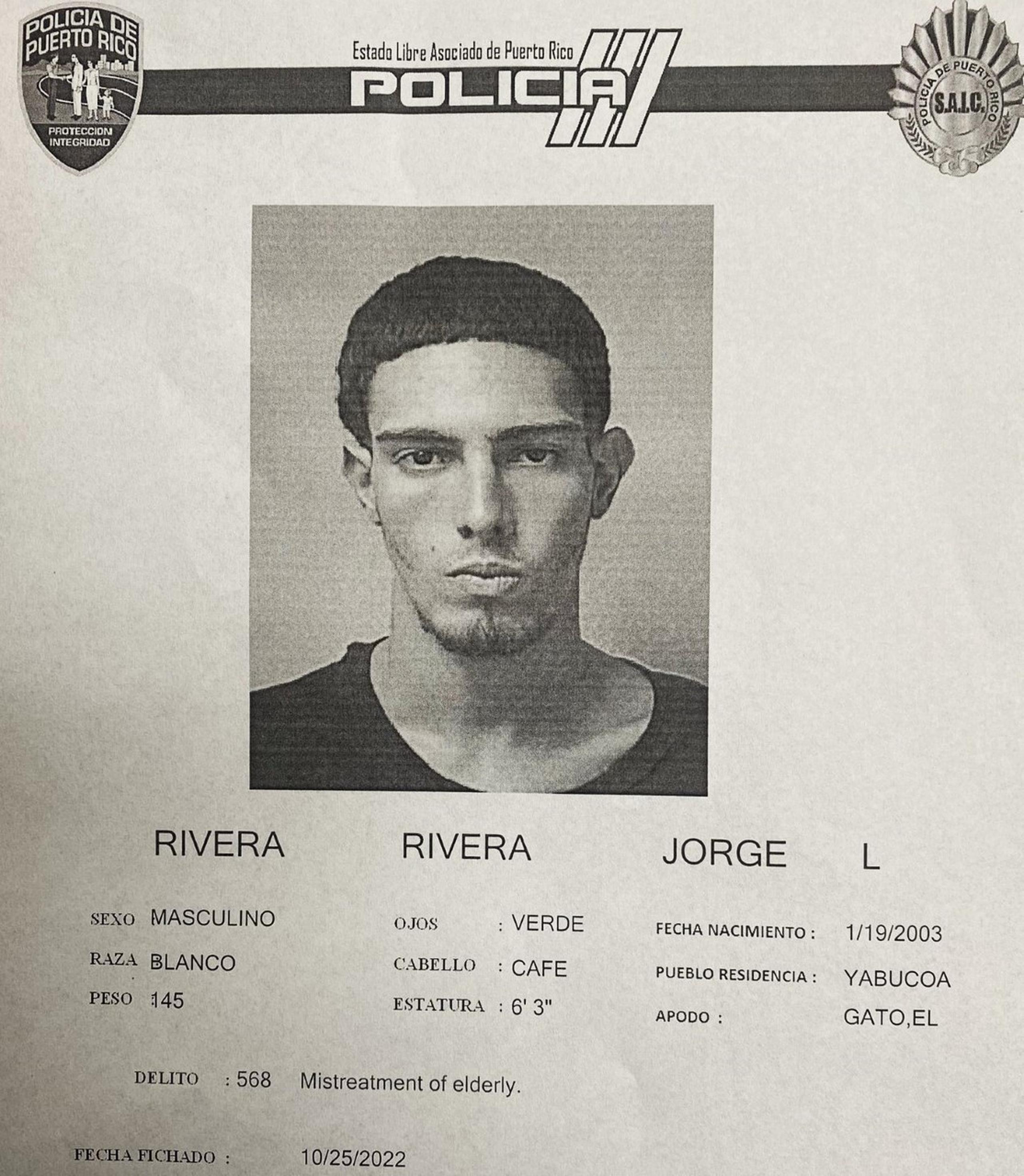 Jorge L. Rivera fue encarcelado tras ser acusado por maltrato a su progenitor.