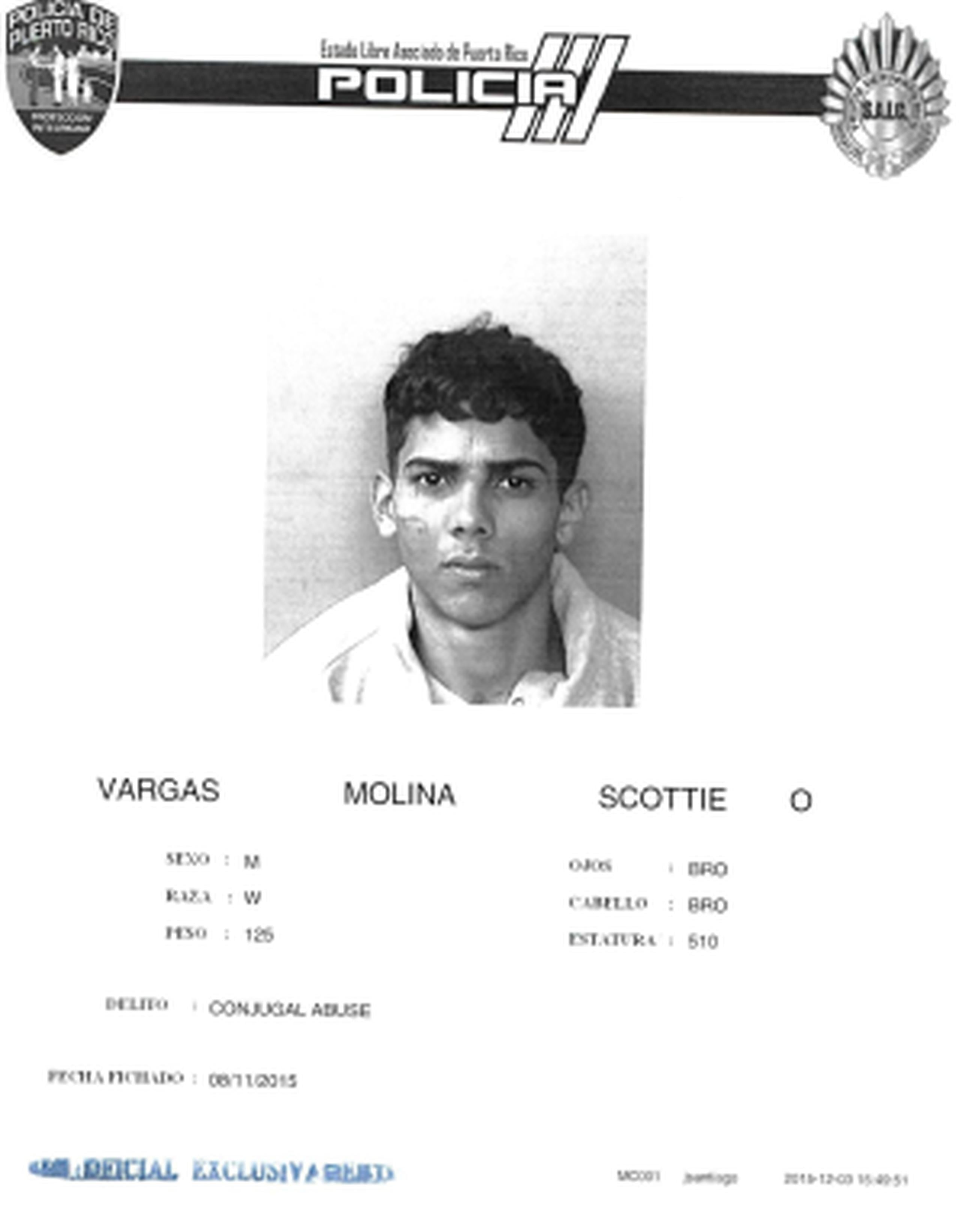 Desde el día de los hechos, las autoridades desconocen el paradero del padre de la menor, identificado como Scottie O. Vargas Molina, de 21 años. En la foto, Scottie O. Vargas Molina. (Suministrada)