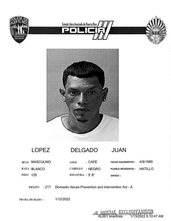 Ficha policial de Juan López Delgado.