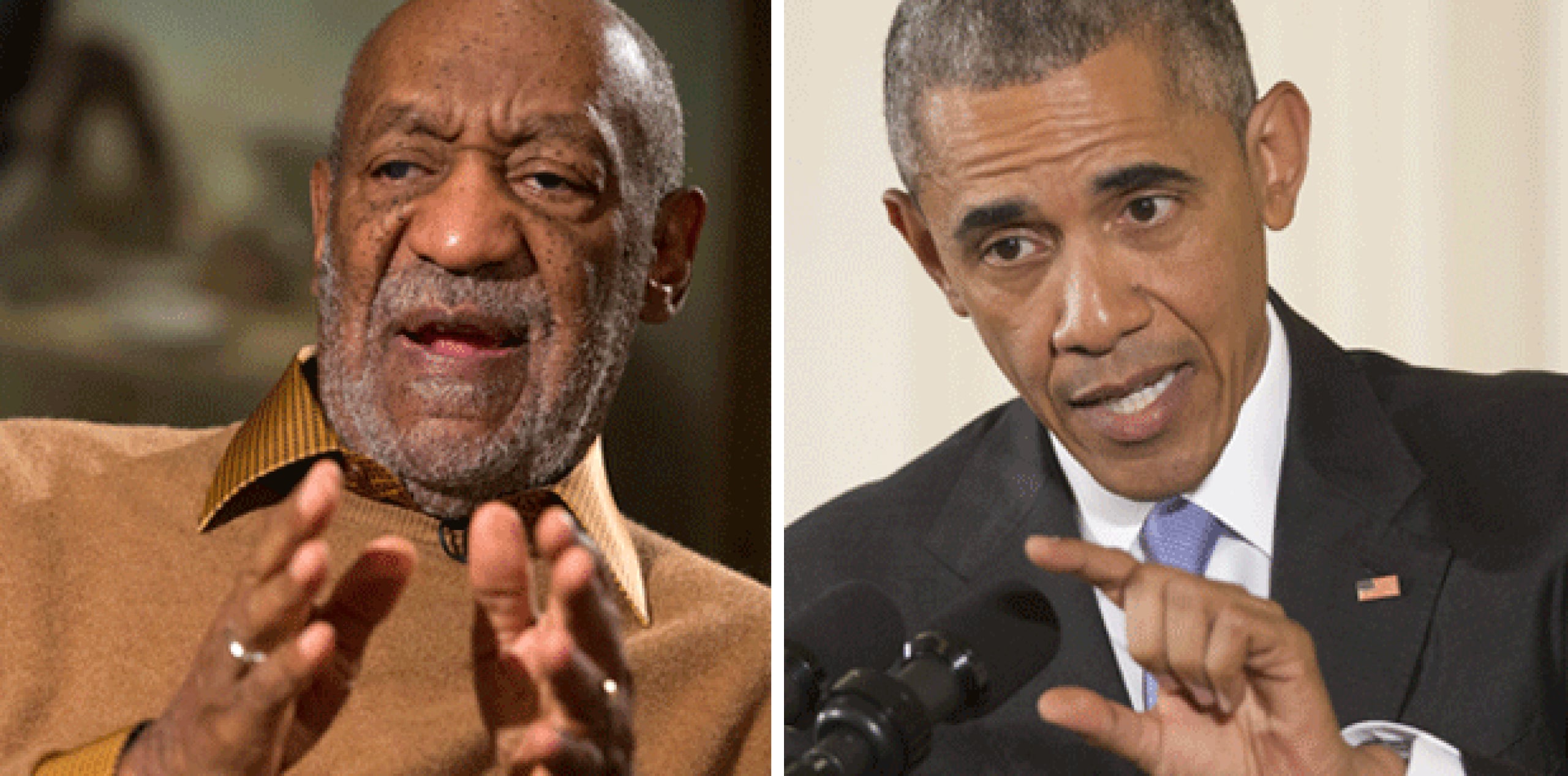 Obama (derecha) dijo que drogar a una persona y tener relaciones sexuales con ella sin su consentimiento califica como violación. A la izquierda, Bill Cosby (Archivo)
