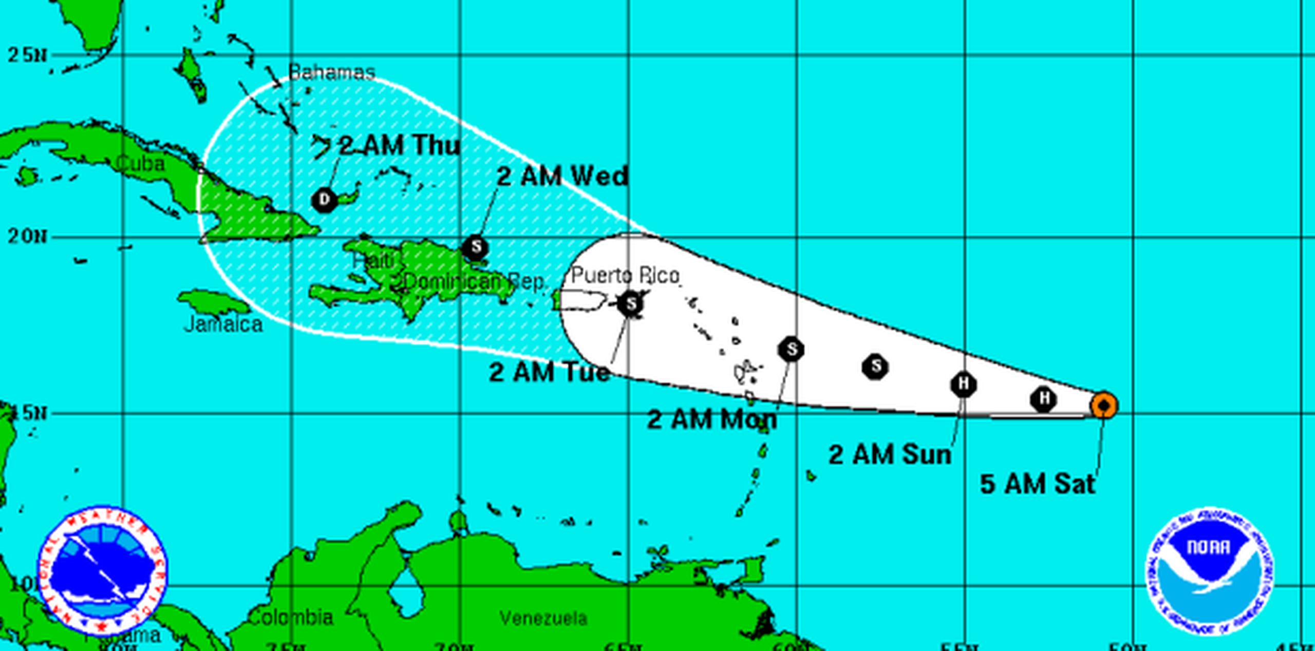 Se espera que Danny se debilite aún más durante las próximas 48 horas y regrese a ser una tormenta tropical mientras se acerque a las islas de Sotavento. (NOAA)