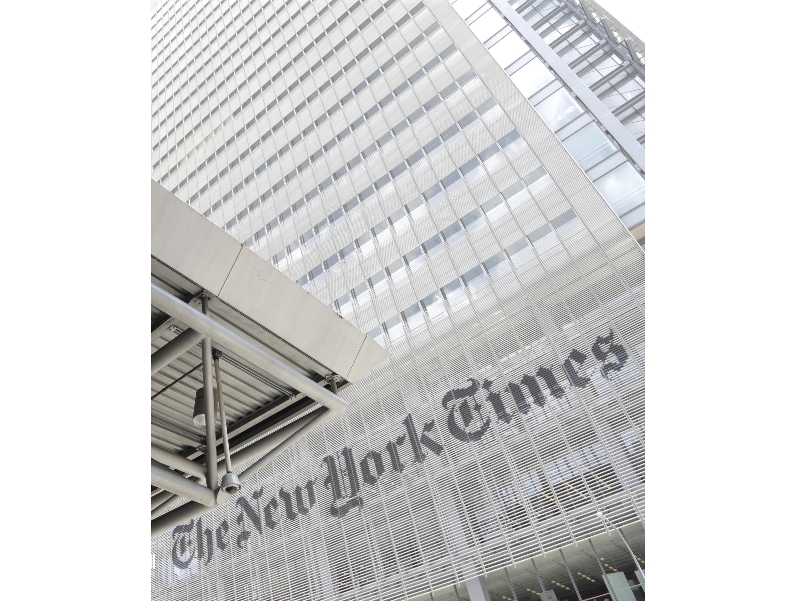 El exterior del edificio del New York Times en Nueva York.