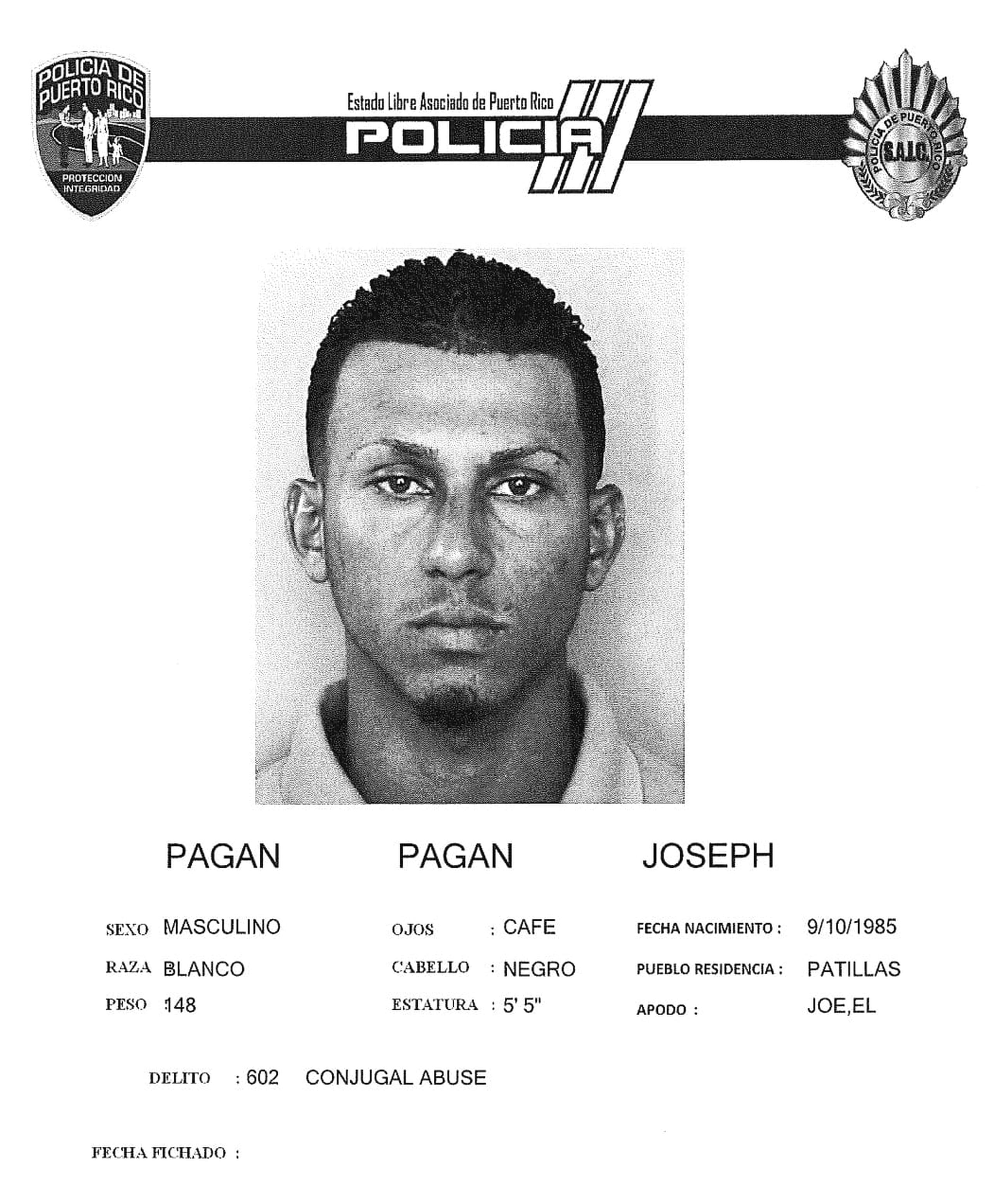 Joseph "Joe" Pagán Pagán fue asesinado en el barrio Pollos, en Patillas.