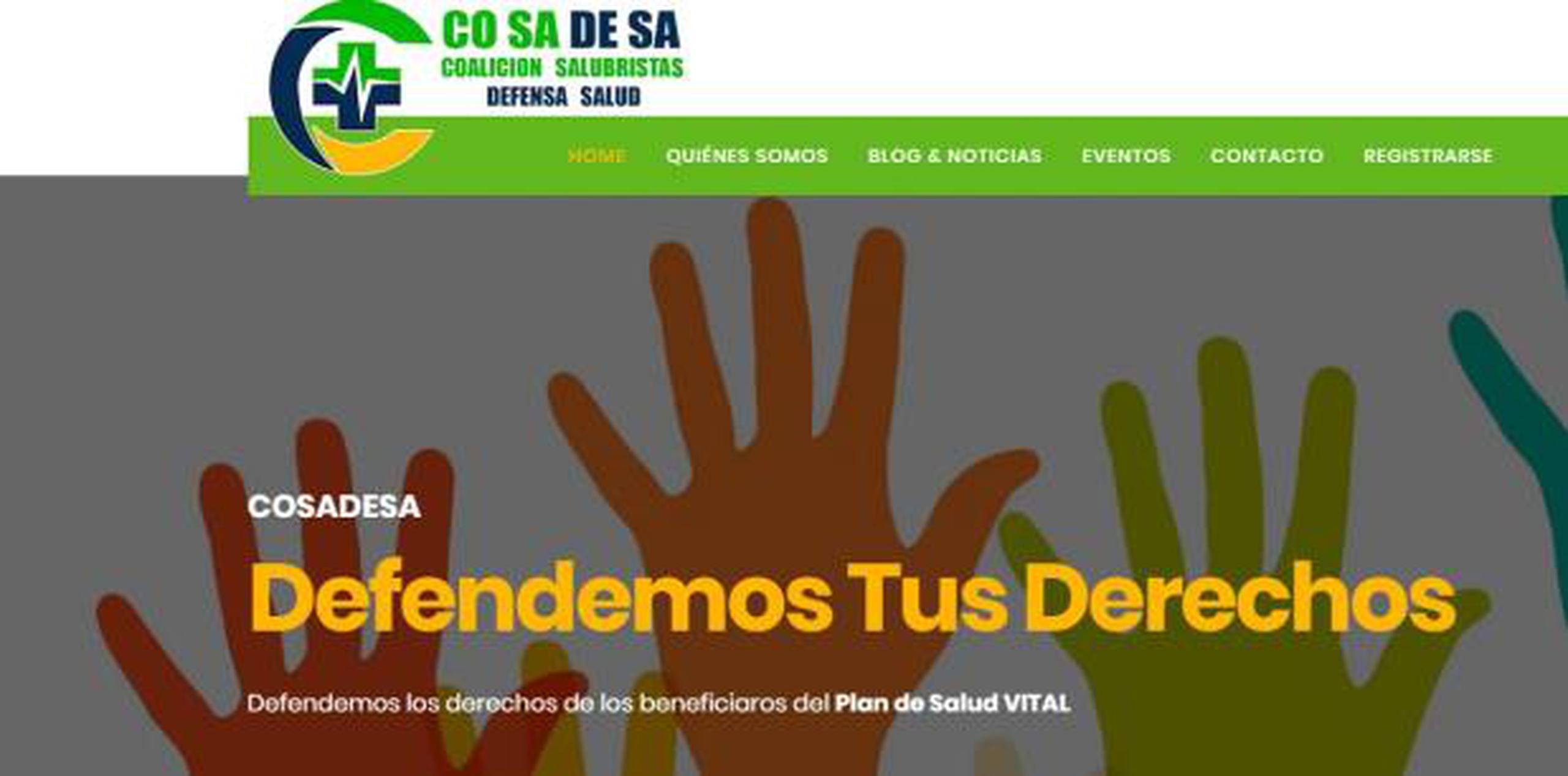 La recién creada organización (Cosadesa) lanzó desde la conferencia de prensa al mediodía de hoy la página www.cosadepacientes.com para que los usuarios del plan Vital puedan reportar sus problemas y quejas. (Captura)