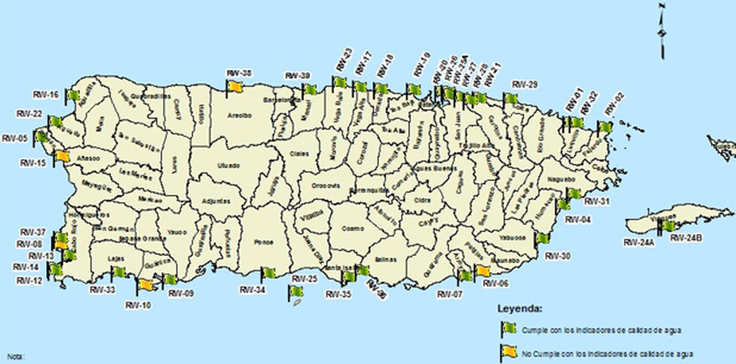 La lista incluye las playas Muelle de Arecibo; Buyé, en Cabo Rojo; Playa Santa, en Guánica; balneario de Patillas y el balneario de Añasco. (JCA)