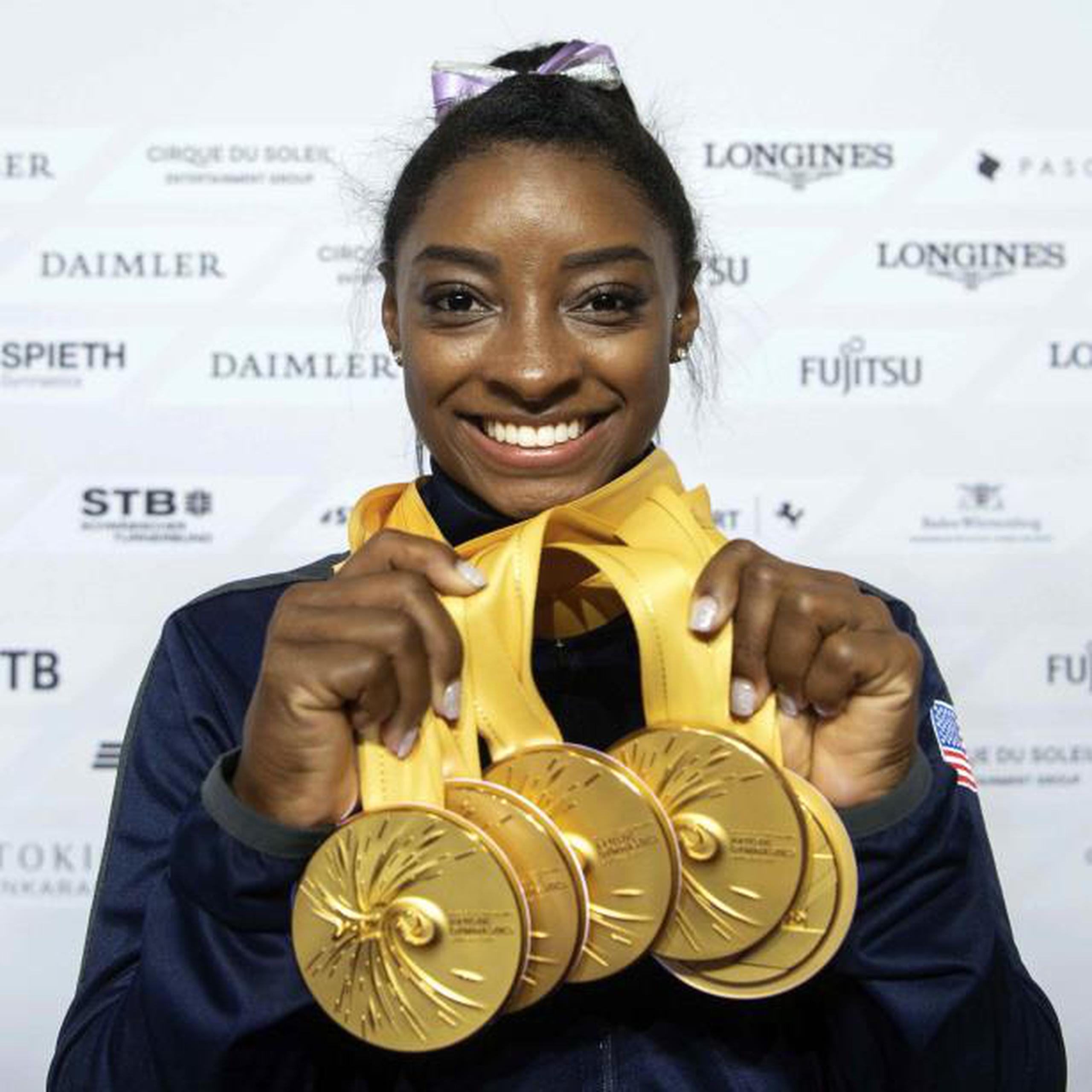 Simone Biles arrasó en el Campeonato Mundial 2019. (AP)