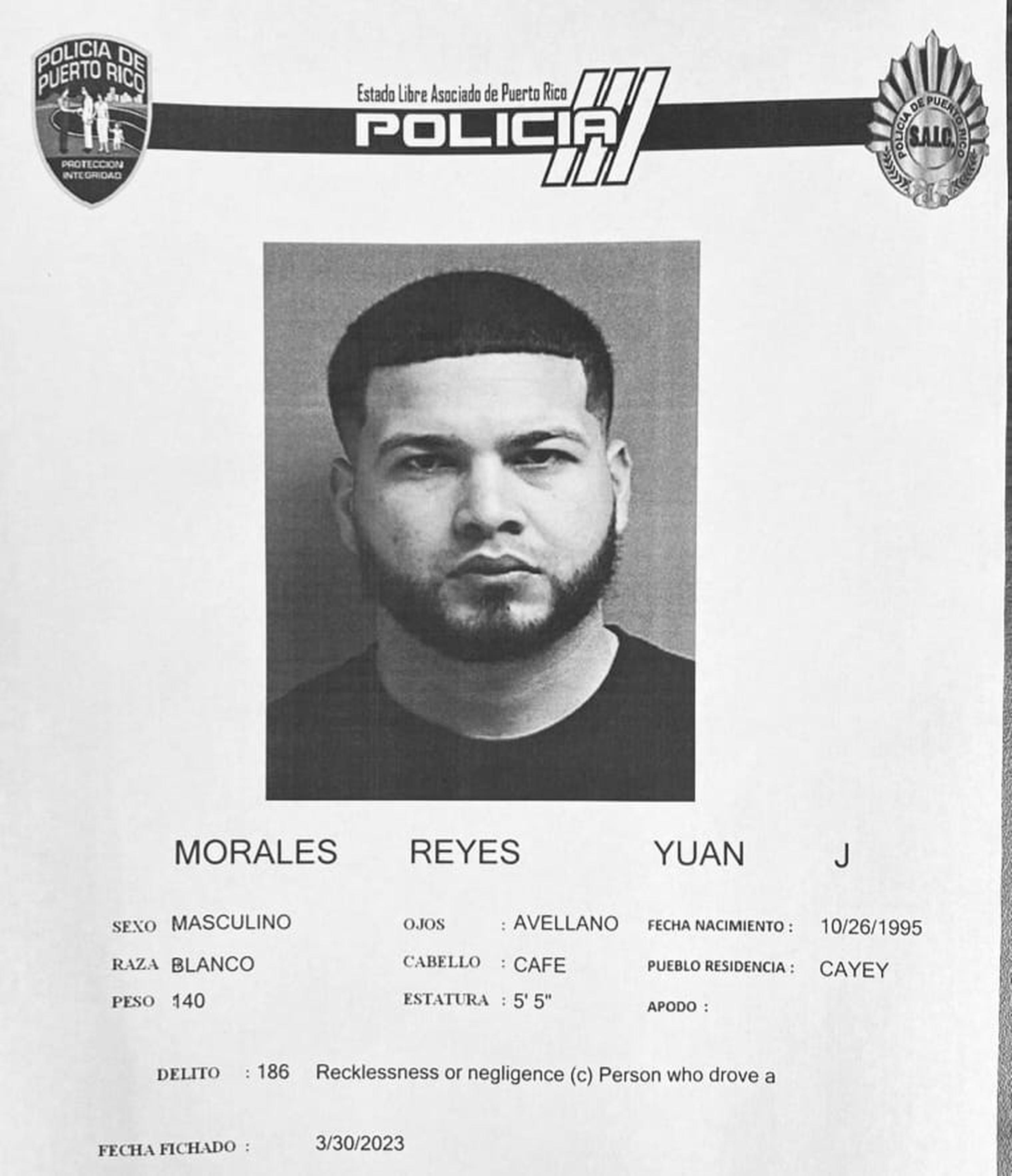 Yuan J. Morales Reyes enfrenta cargos por atropellar a un septuagenario el 9 de octubre de 2022, en San Lorenzo, y huir de la escena.