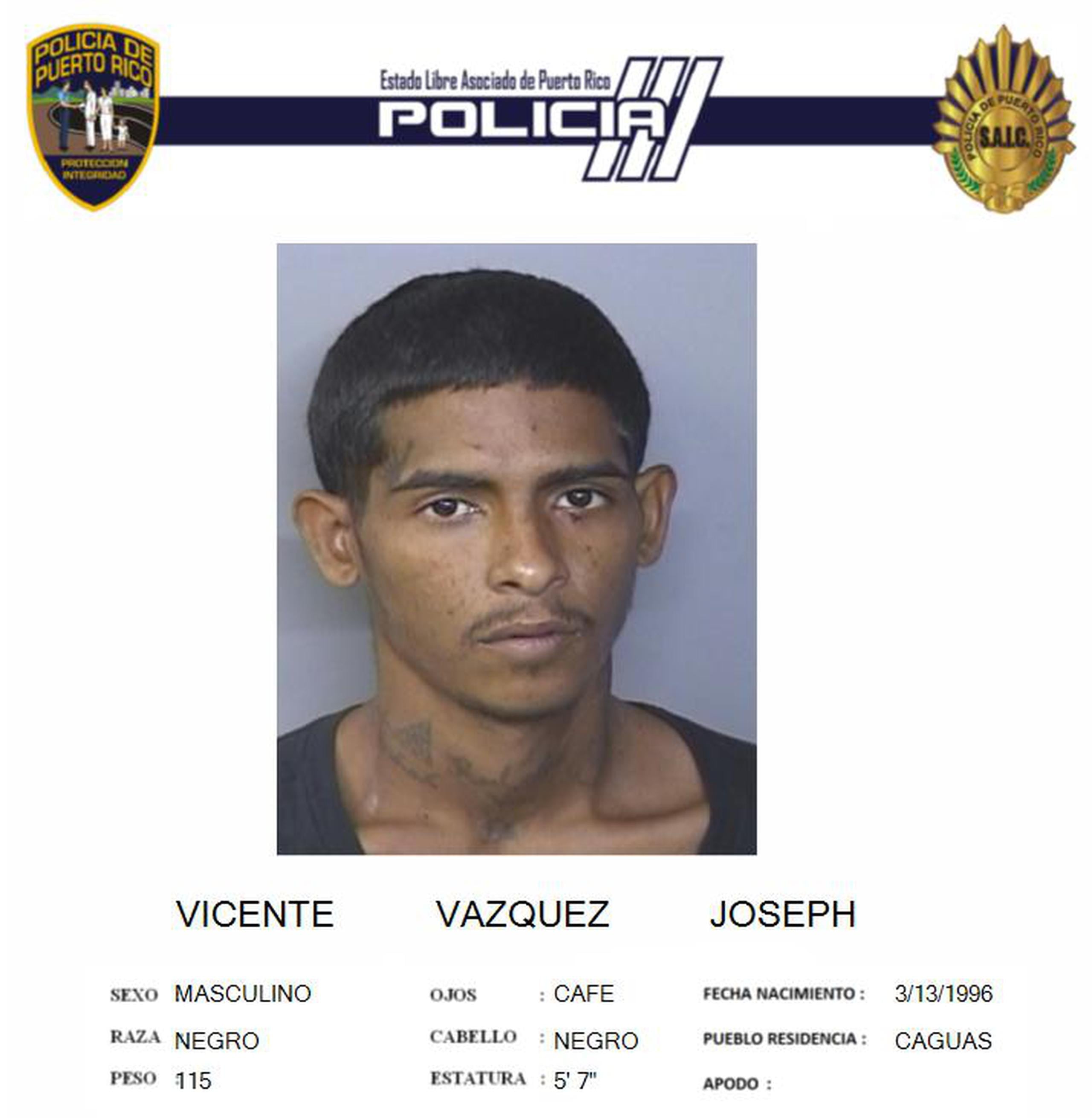 Joseph Vicente Vázquez enfrenta cargos por un asesinato ocurrido en Cayey el 3 de octubre de 2022.