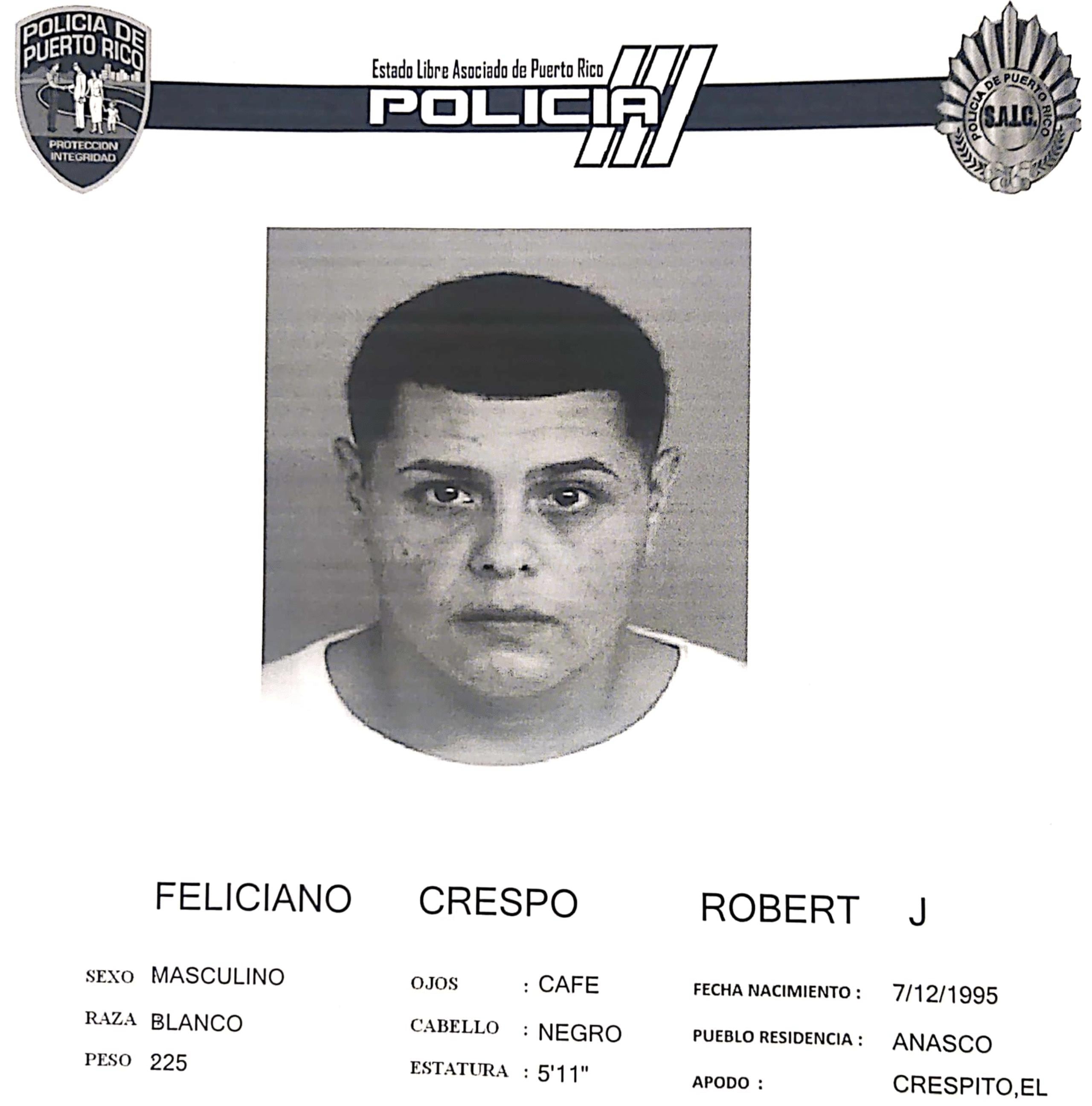 Ficha policíaca de Robert J. Feliciano Crespo.