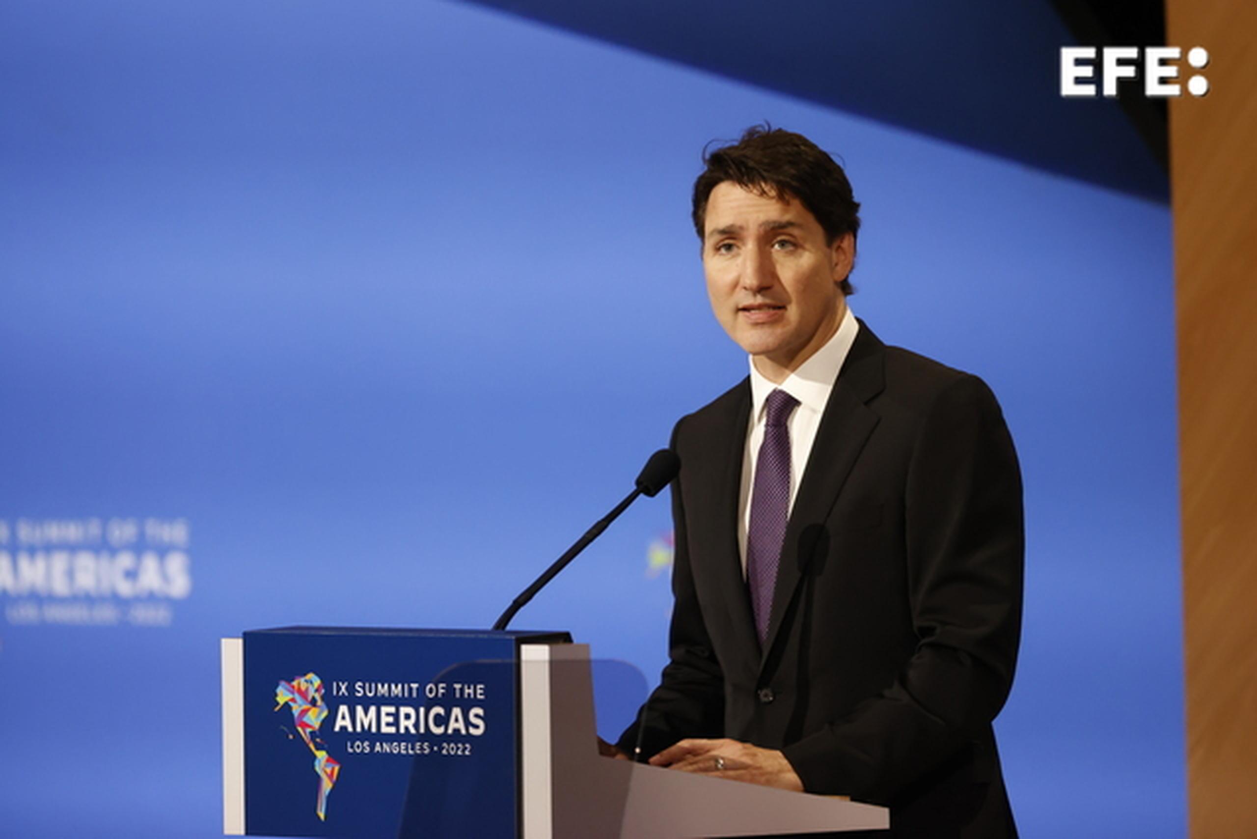 El primer ministro de Canadá, Justin Trudeau, en la Cumbre de las Américas, este 10 de junio de 2022. (EFE / Alberto Valdes)