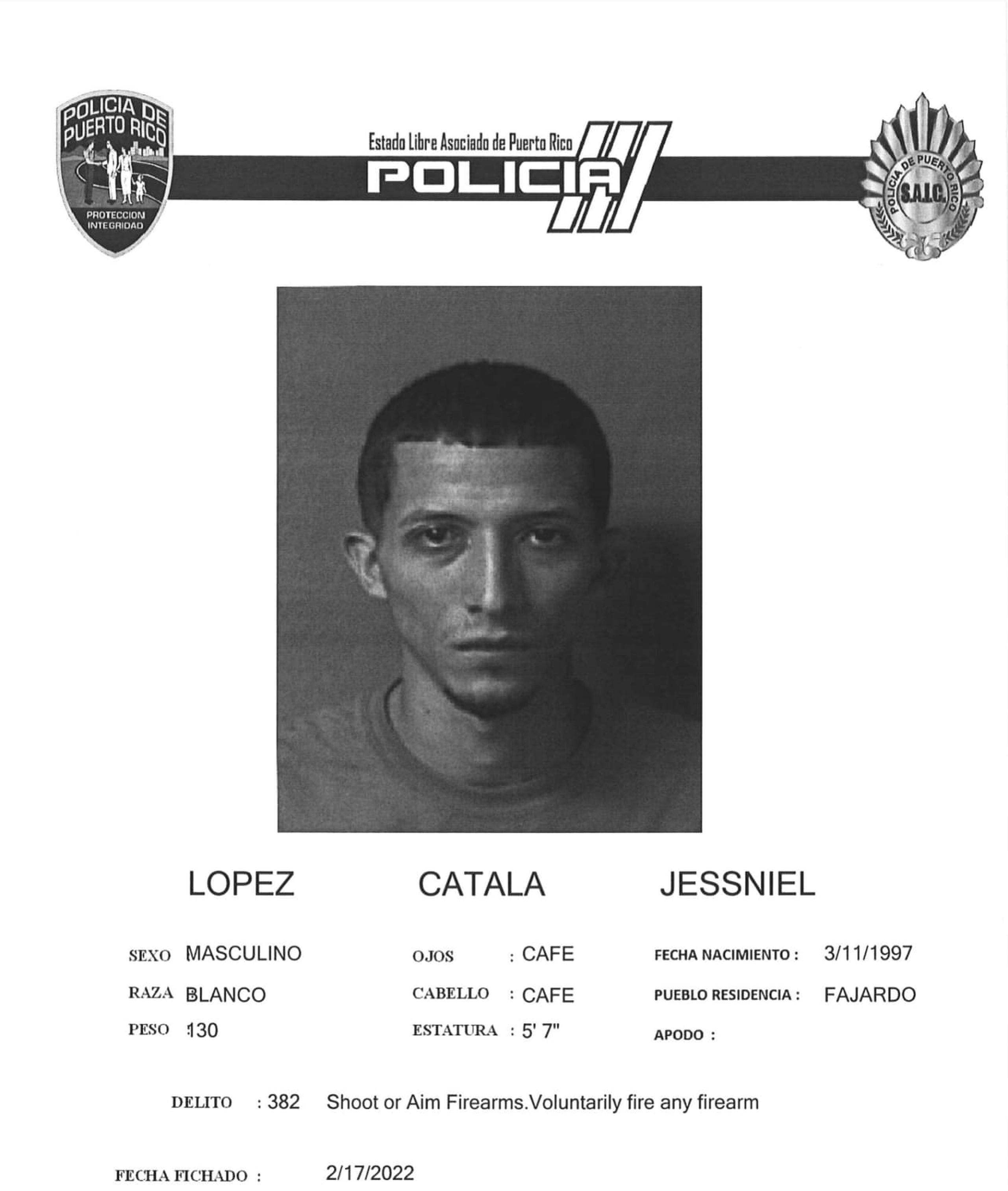 Jessniel López Cátala fue acusado por hurto de un vehículo a mano armada, secuestro y violación a la Ley de Armas.