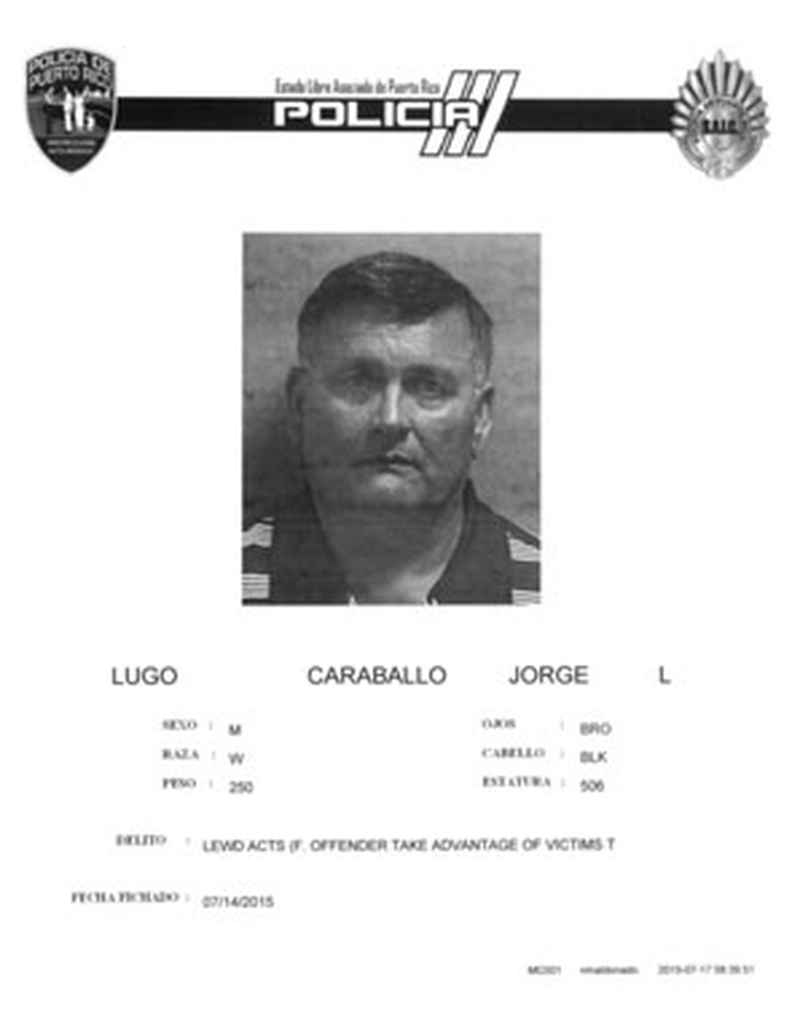 De acuerdo con la investigación policiaca, Jorge L. Lugo Caraballo, tocó las partes íntimas a una niña de 11 años. (Suministrada)