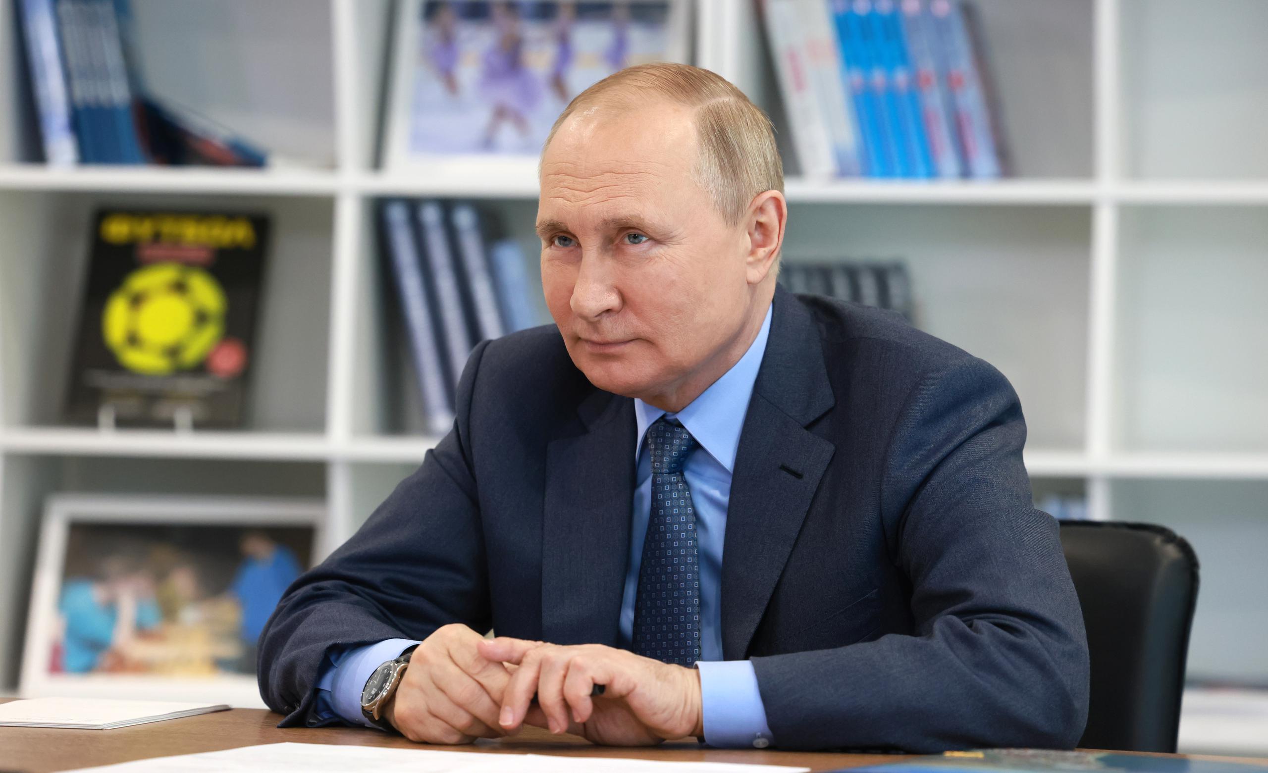 El presidente ruso,Vladimir Putin, en una videoconferencia el jueves en Moscú.