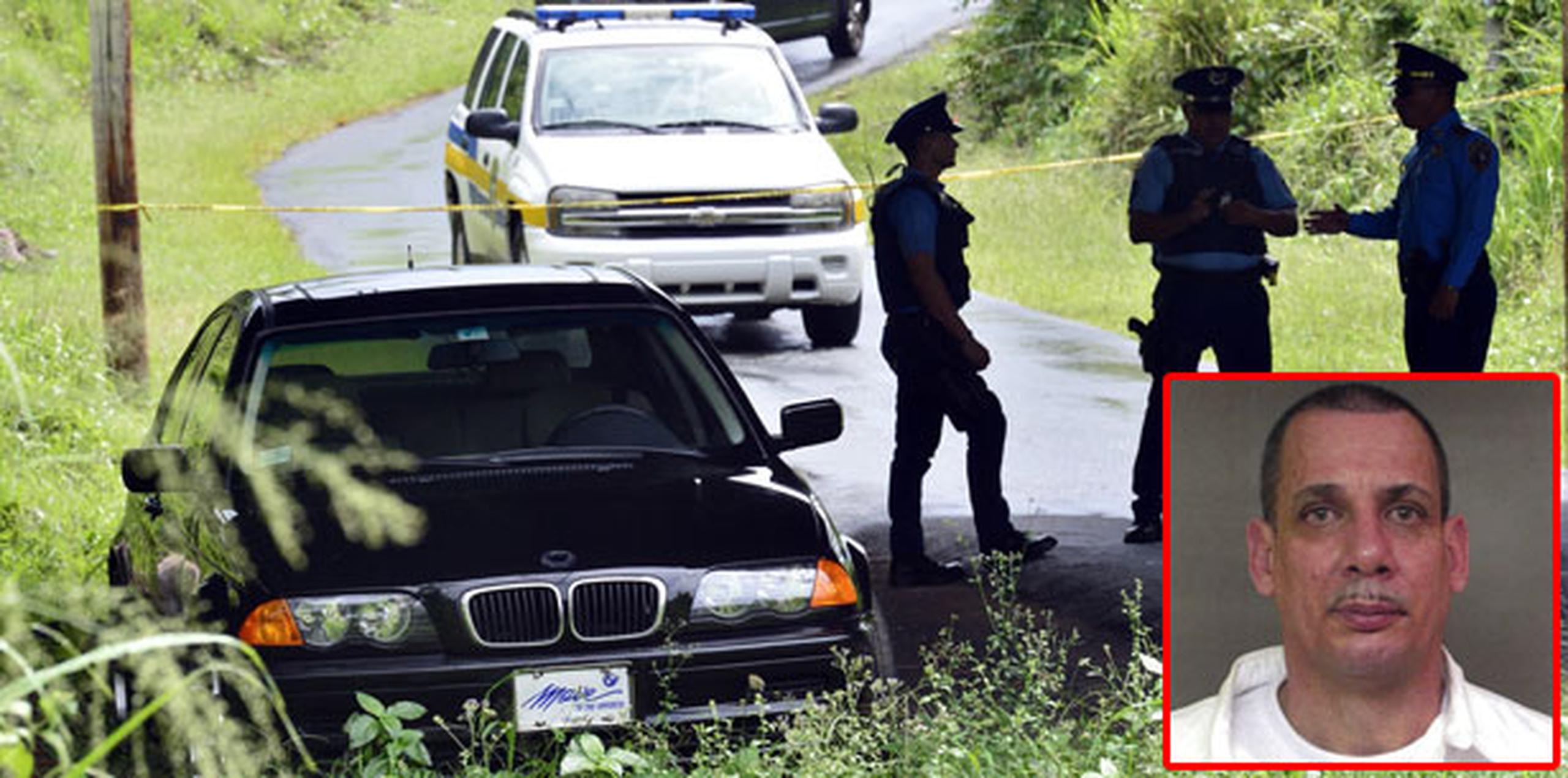 El vehículo que usó Padilla Viera para huir de la escena fue encontrado abandonado en el camino Los Guayabos, sector Morcelo en Caimito. (Archivo)