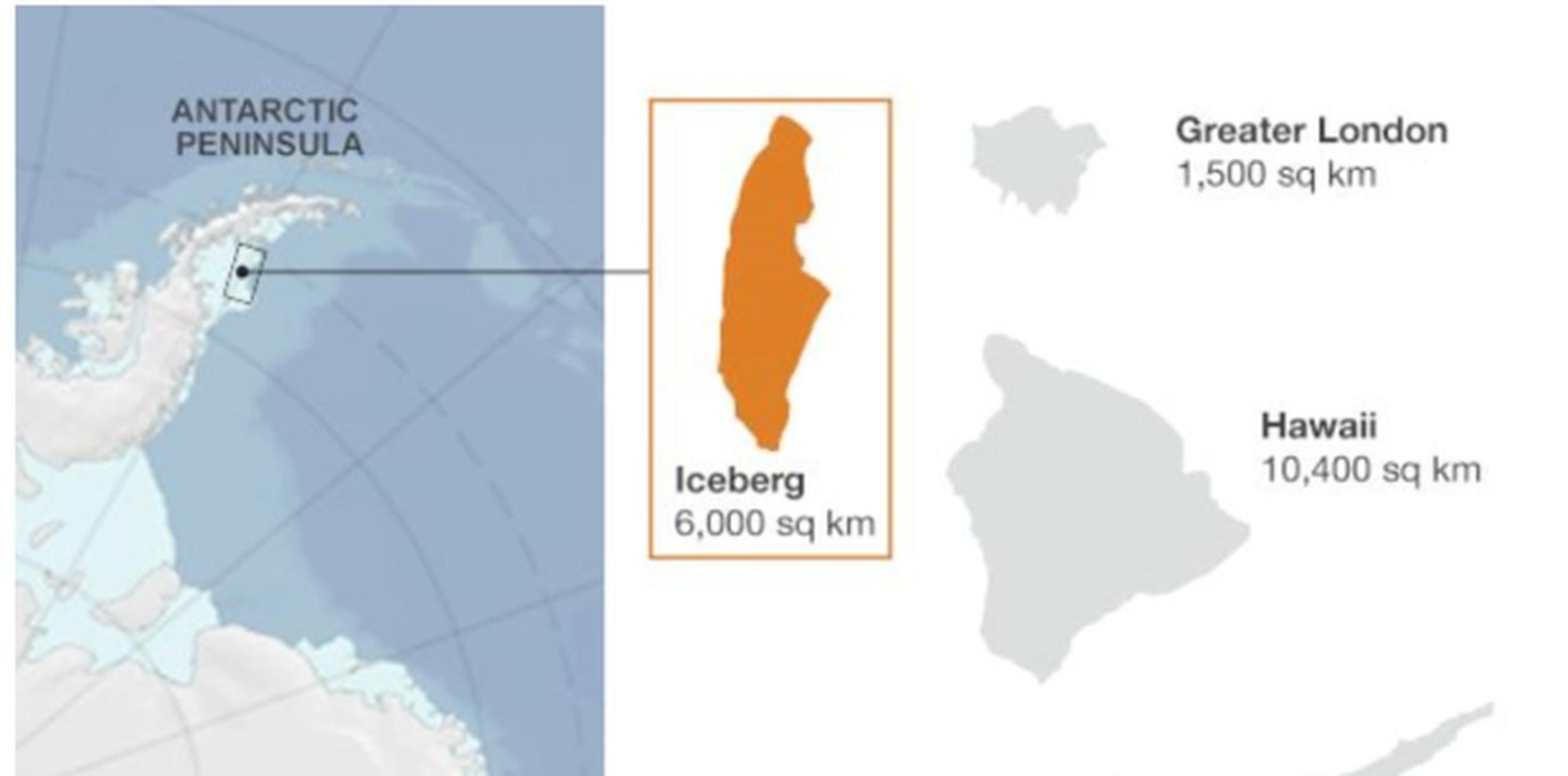 Se estima que el iceberg es parecido al tamaño del estado Delaware en EEUU. (Twitter /@antarticreport)