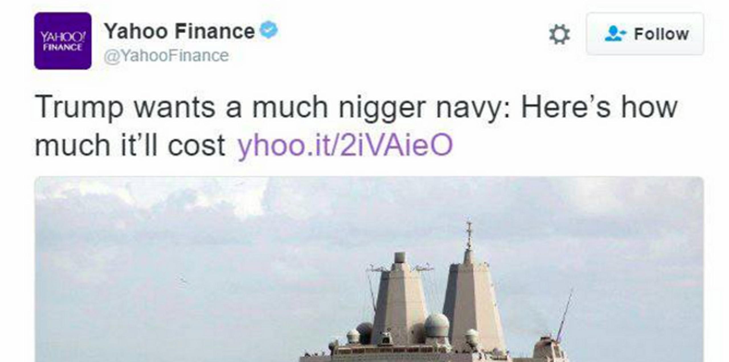 La errata de Yahoo se convirtió rápidamente en tendencia en Twitter.