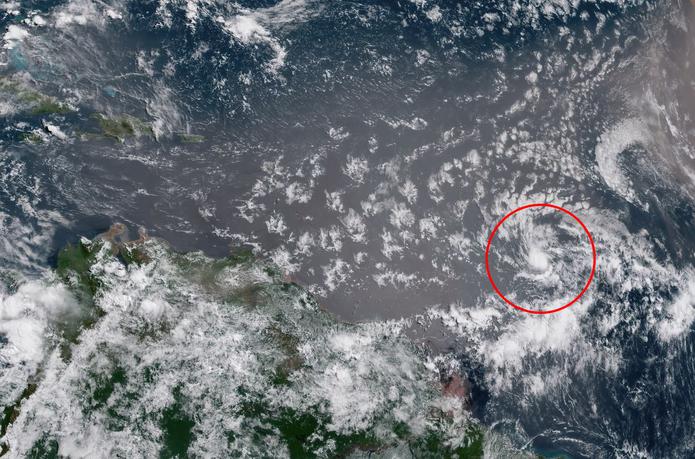 Imagen de satélite que muestra la depresión tropical. (NOAA)